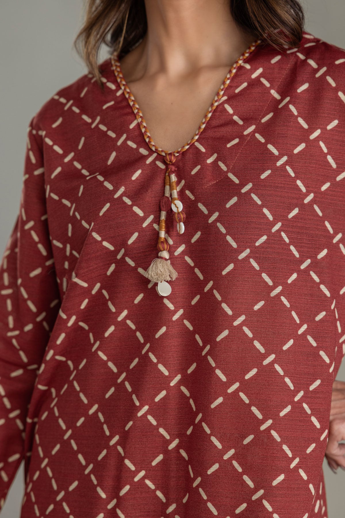 Printed Light Khaddar Longline Khaddar Kurta - 2-26-202-A-D-VG