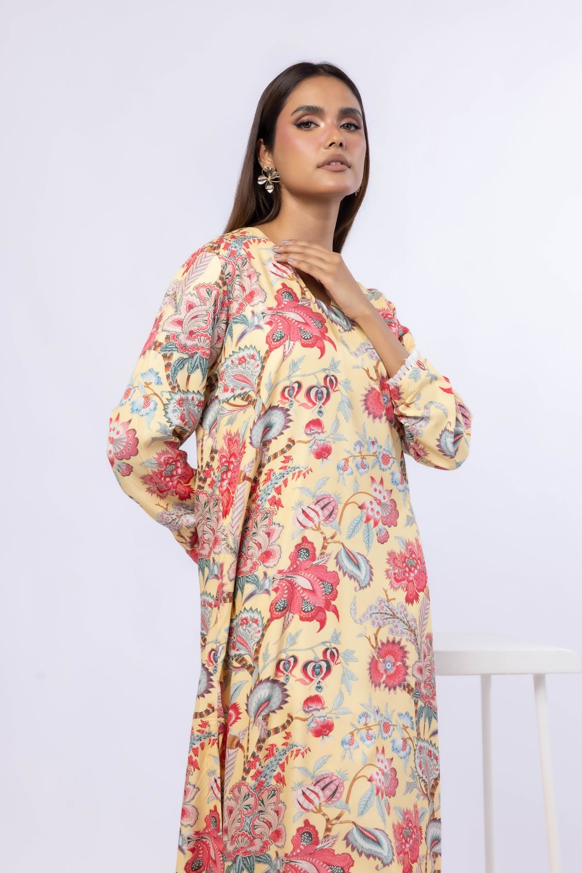 Printed Viscose Crepe Kurta - 25-04E48-07TA-VG