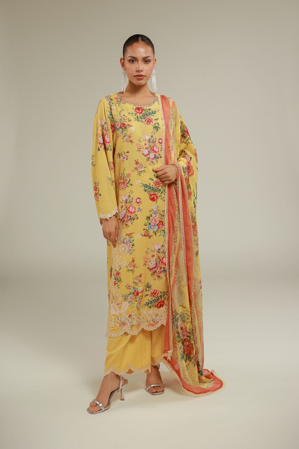 Embroidered Raw Silk Summer Embroidered Pants - 6-26-105-A-D-VG