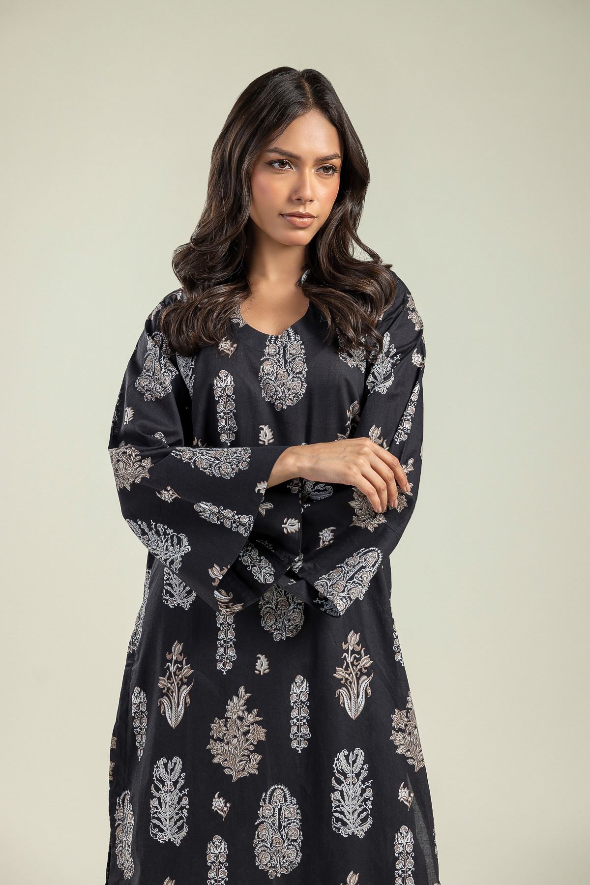 Printed Cambric Kurta - 1-26-124-B-F-VG