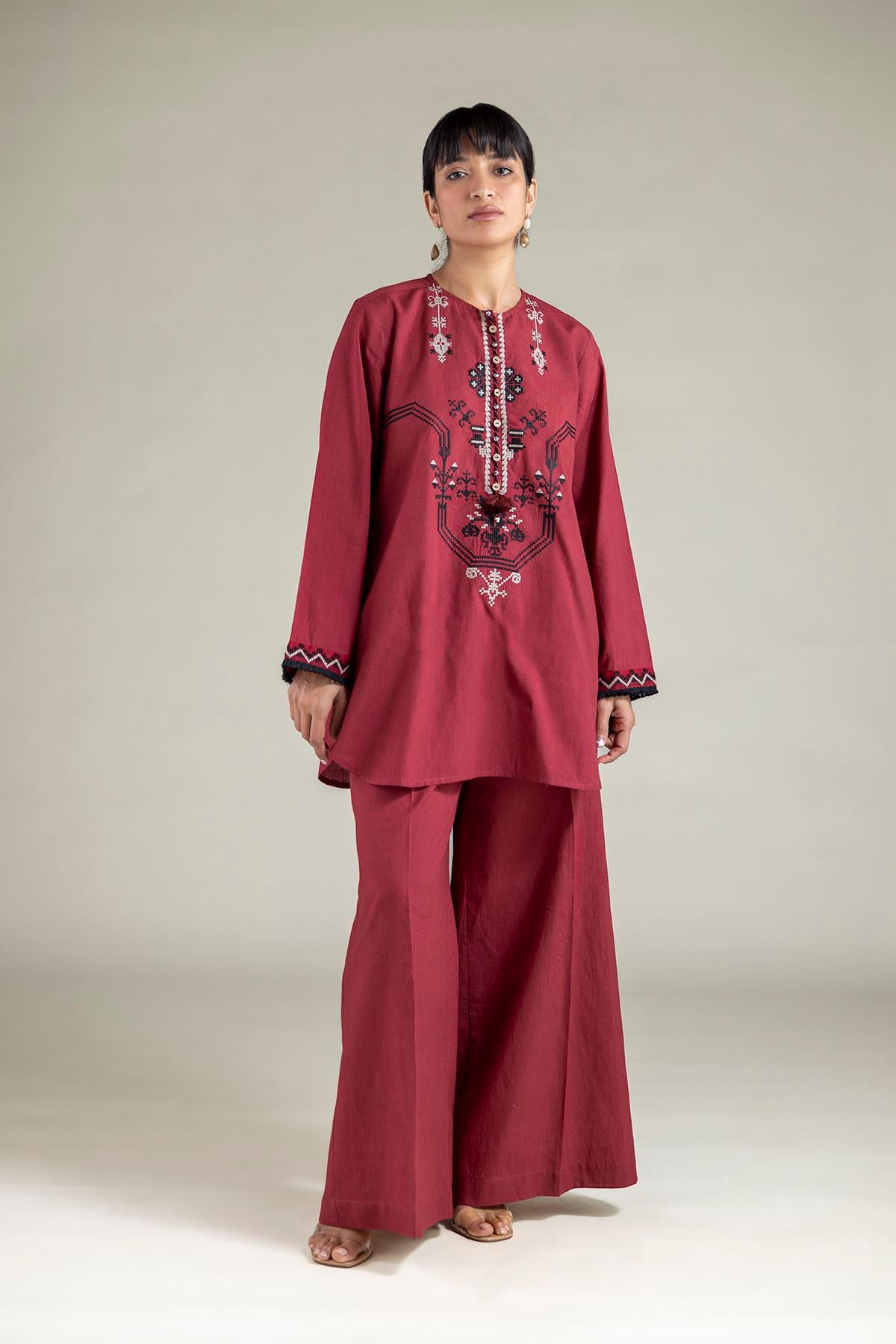Embroidered Cambric Fabrics 2 Piece | Top and Bottom - 1001949268