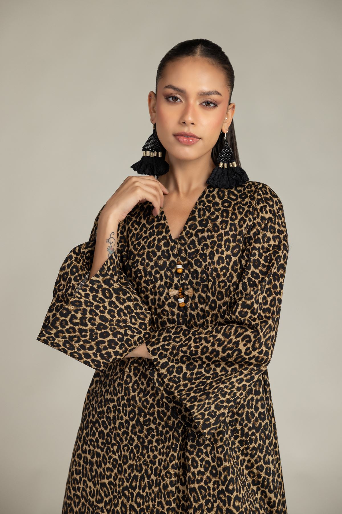 Printed Cambric Long Cambric Kurta - 5-26-105-F-C-VG