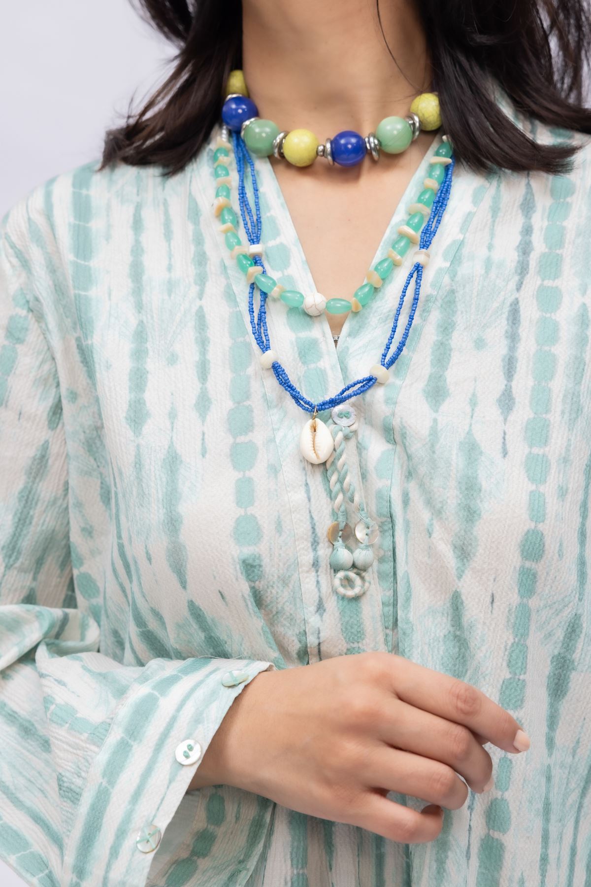 Printed Ripple Crinkle Abstract Cotton Kurta - 25-08-8E6-02TA-VG