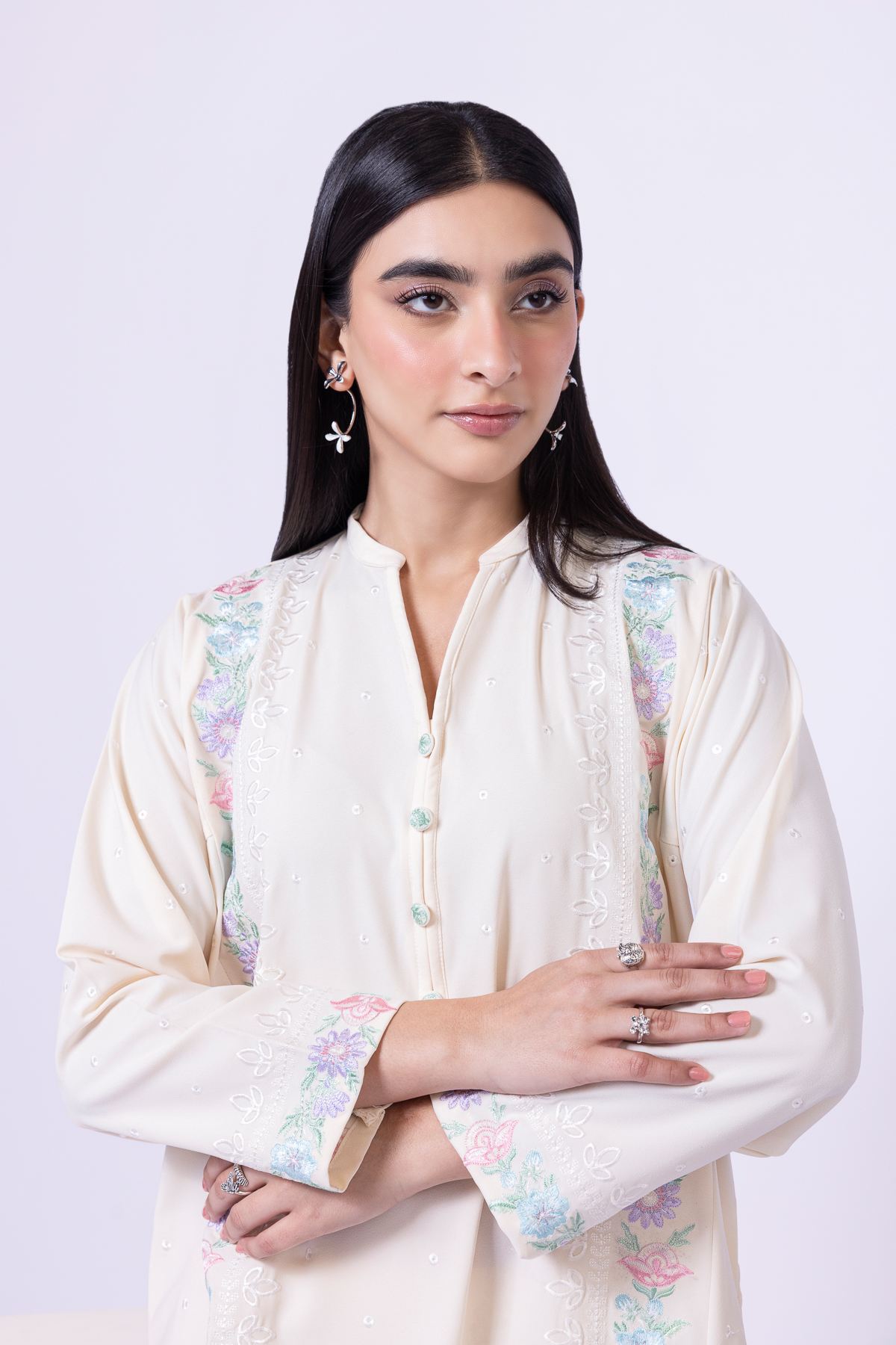 Embroidered Georgette Kurta - 25-10-12E9-02TA-VG