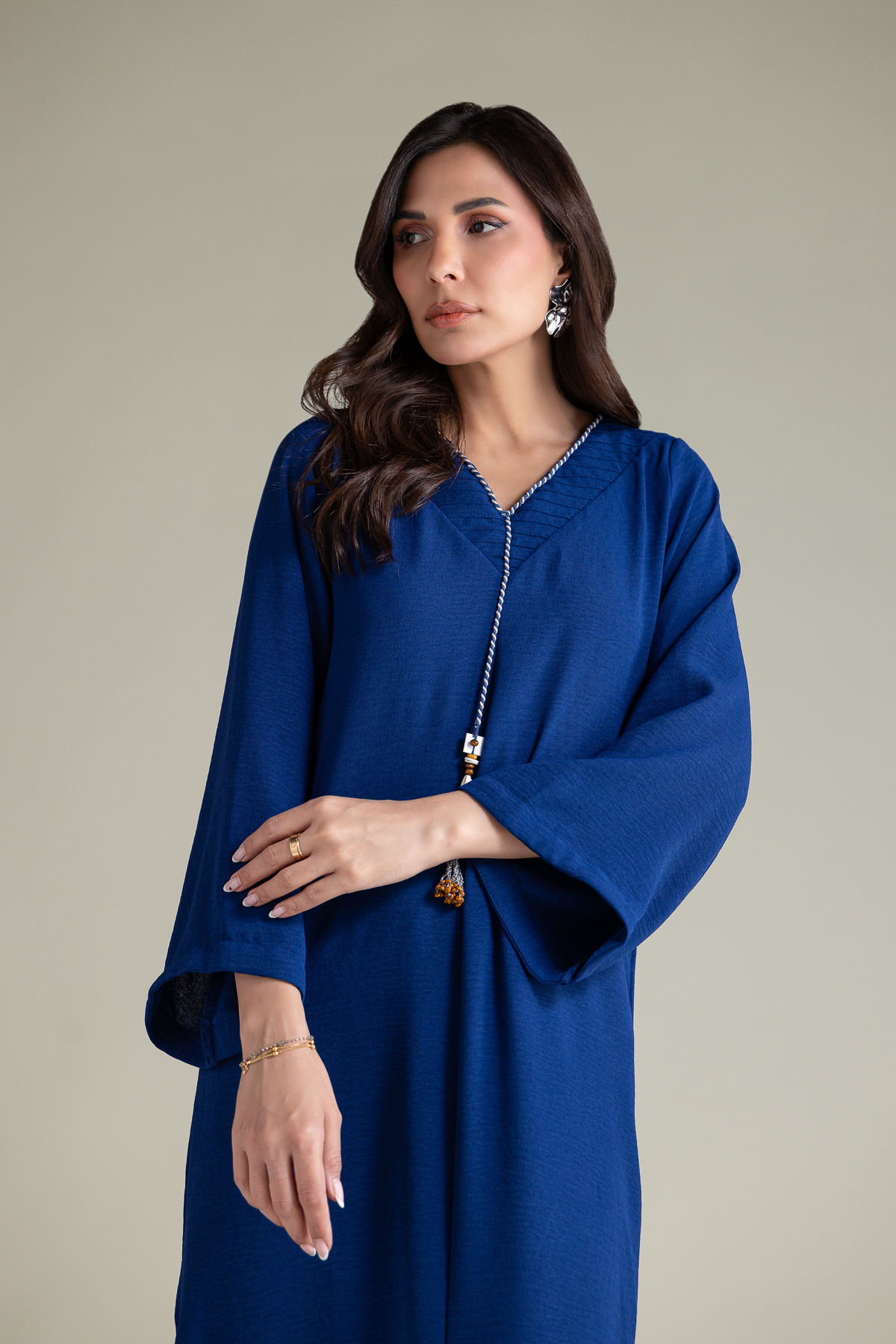 Dyed Textured Georgette Blue Georgette Kurta - 1-26-138-A-C-VG