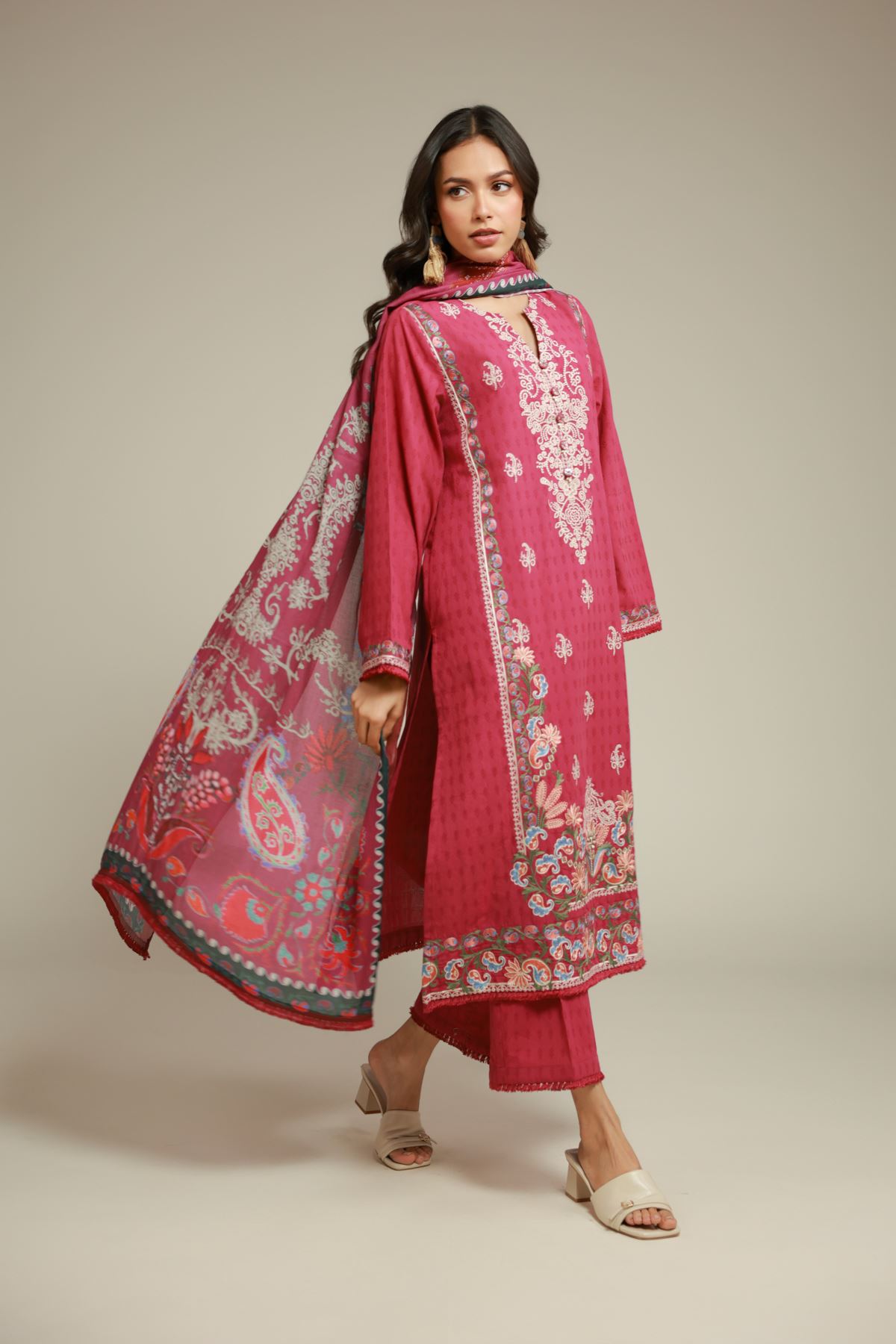 Embroidered Dobby Tailored 3-Piece Suit - 5-26-103-F-A-VG