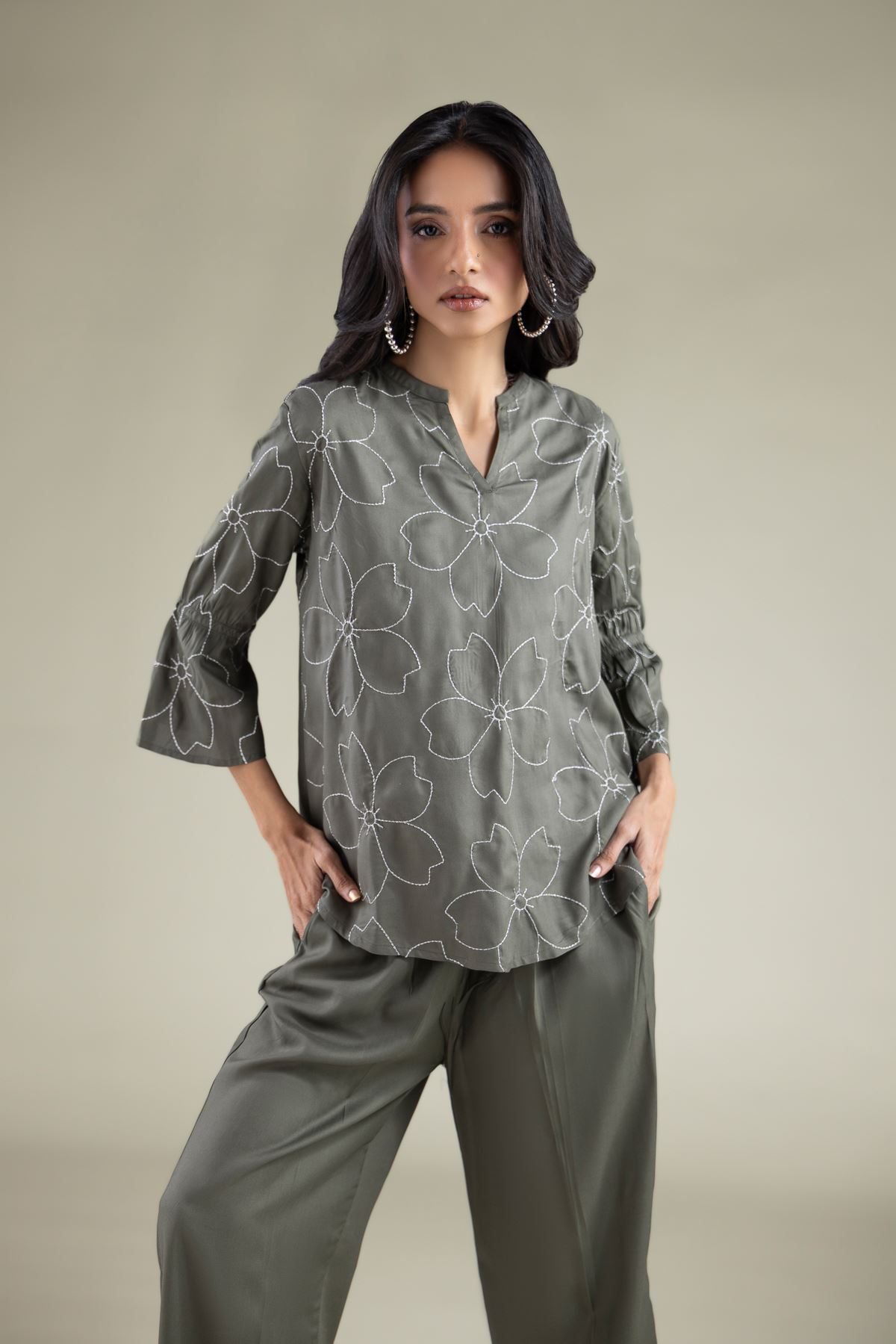 Embroidered Viscose Tunic - 1001914268