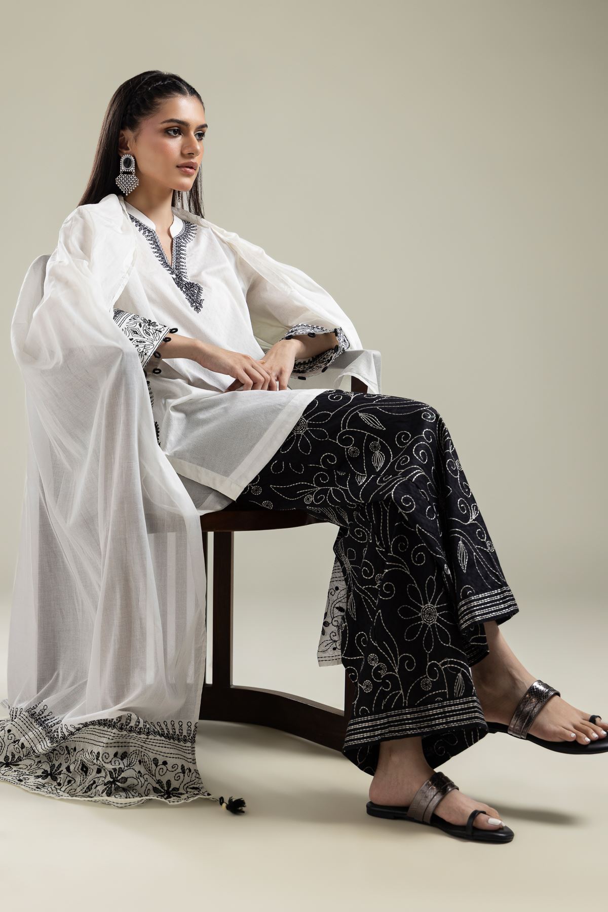 Embroidered Lawn Floral Lawn Dupatta - 25-09-10E4-10TA-VG