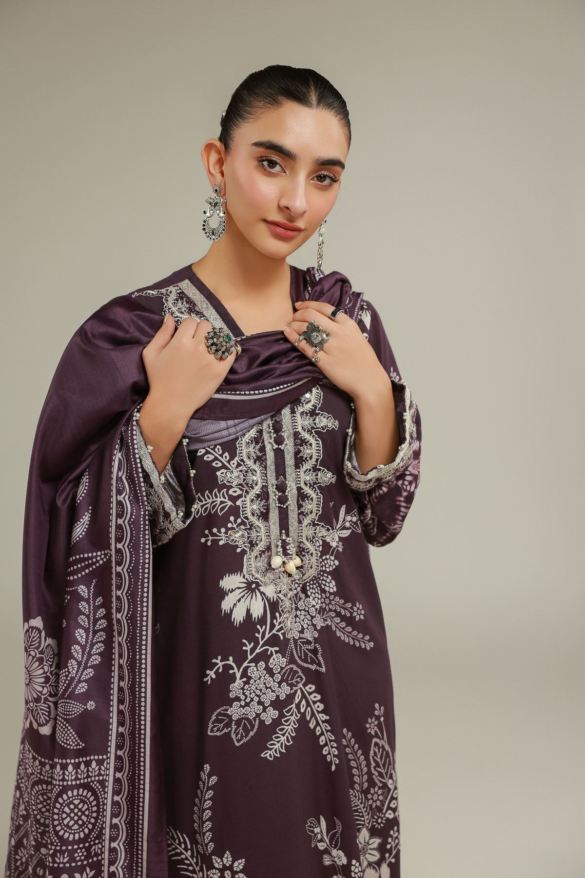 Embroidered Polyester Silk Floral All-Season Dupatta - 2-26-102-A-B-VG