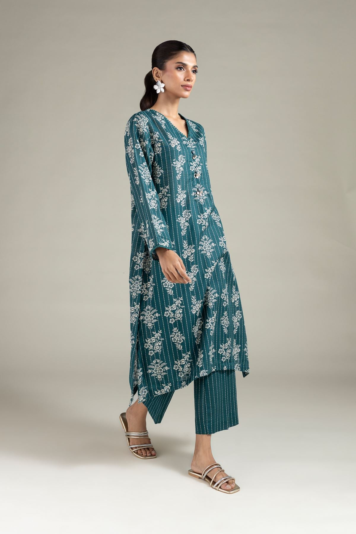 Dyed Textured Cotton Kurta - 25-09-9S3-07TB-VG
