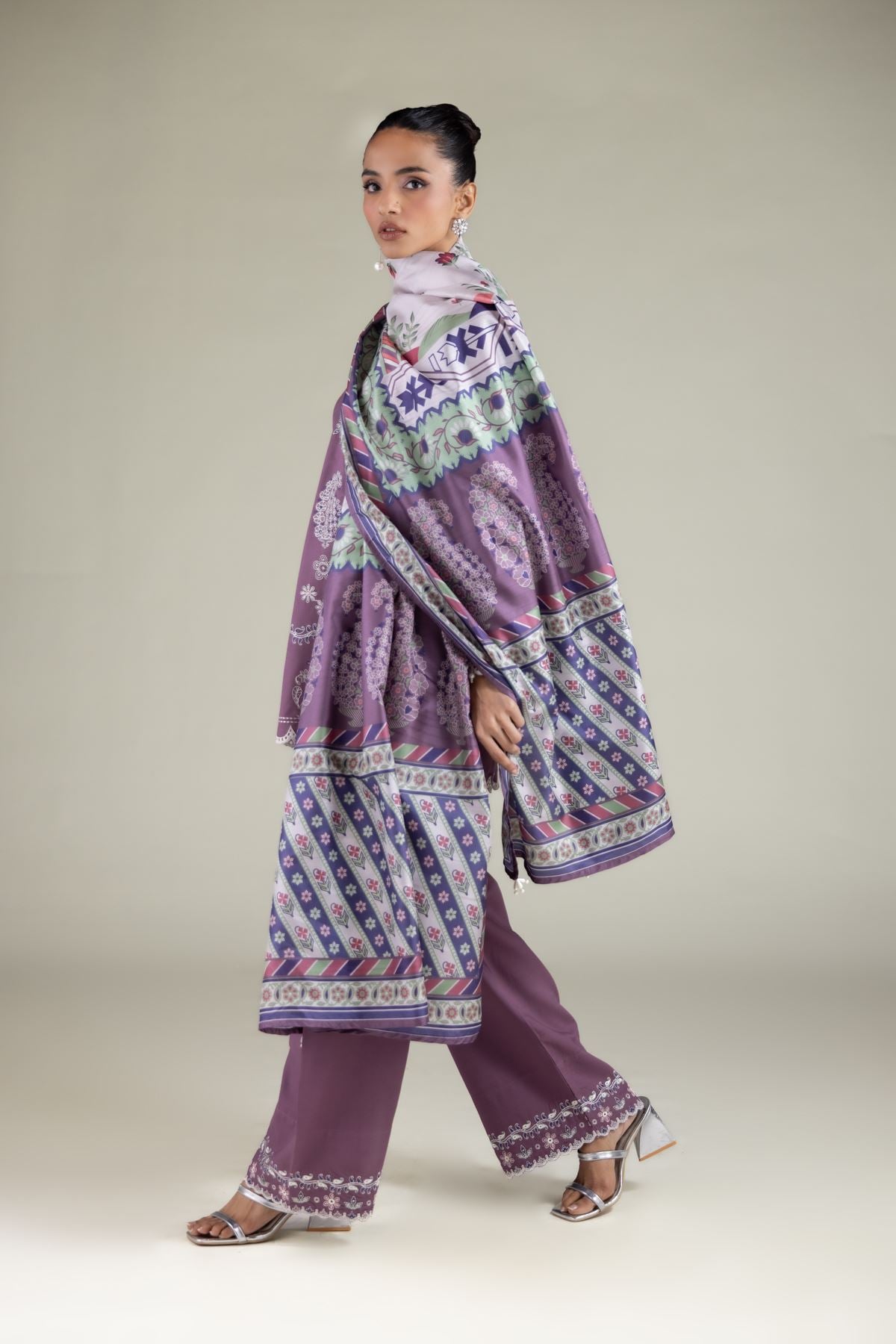 Embroidered Polyester Silk Geometric All-Season Dupatta - 2-26-112-A-C-VG