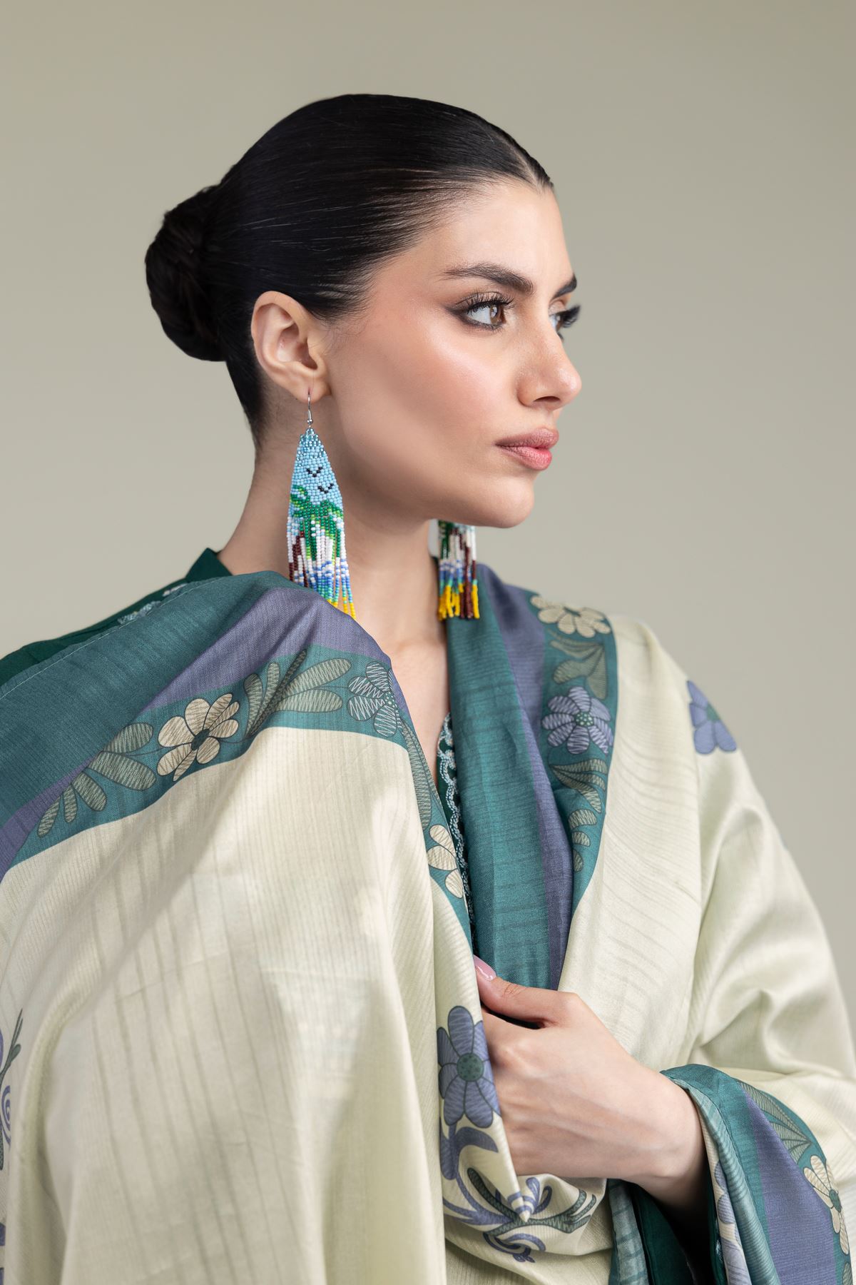Embroidered Polyester Silk Floral Silk Dupatta - 2-26-204-A-A1-VG