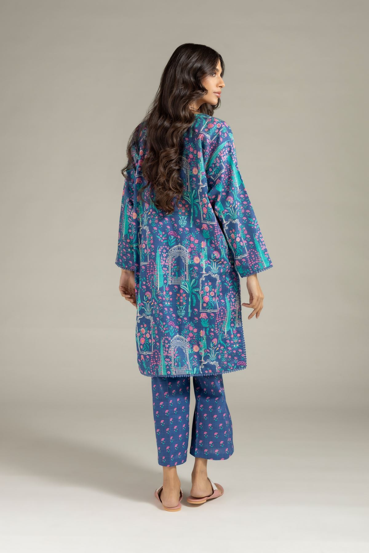 Printed Heavy Textured Cotton Kurta - 25-09-12E2-01TA-VG