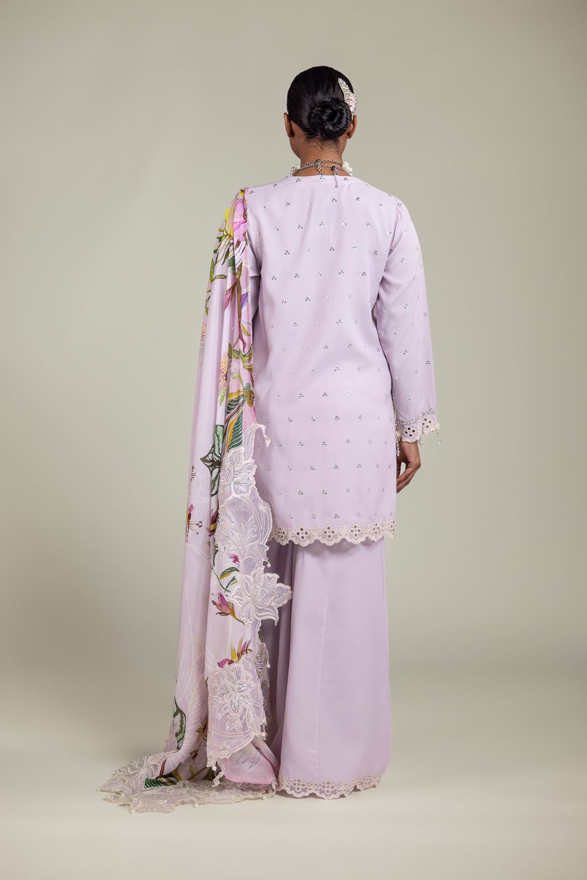 Raw Silk 3-Piece Embroidered Suit - 25-09-10E2-07TB-VG