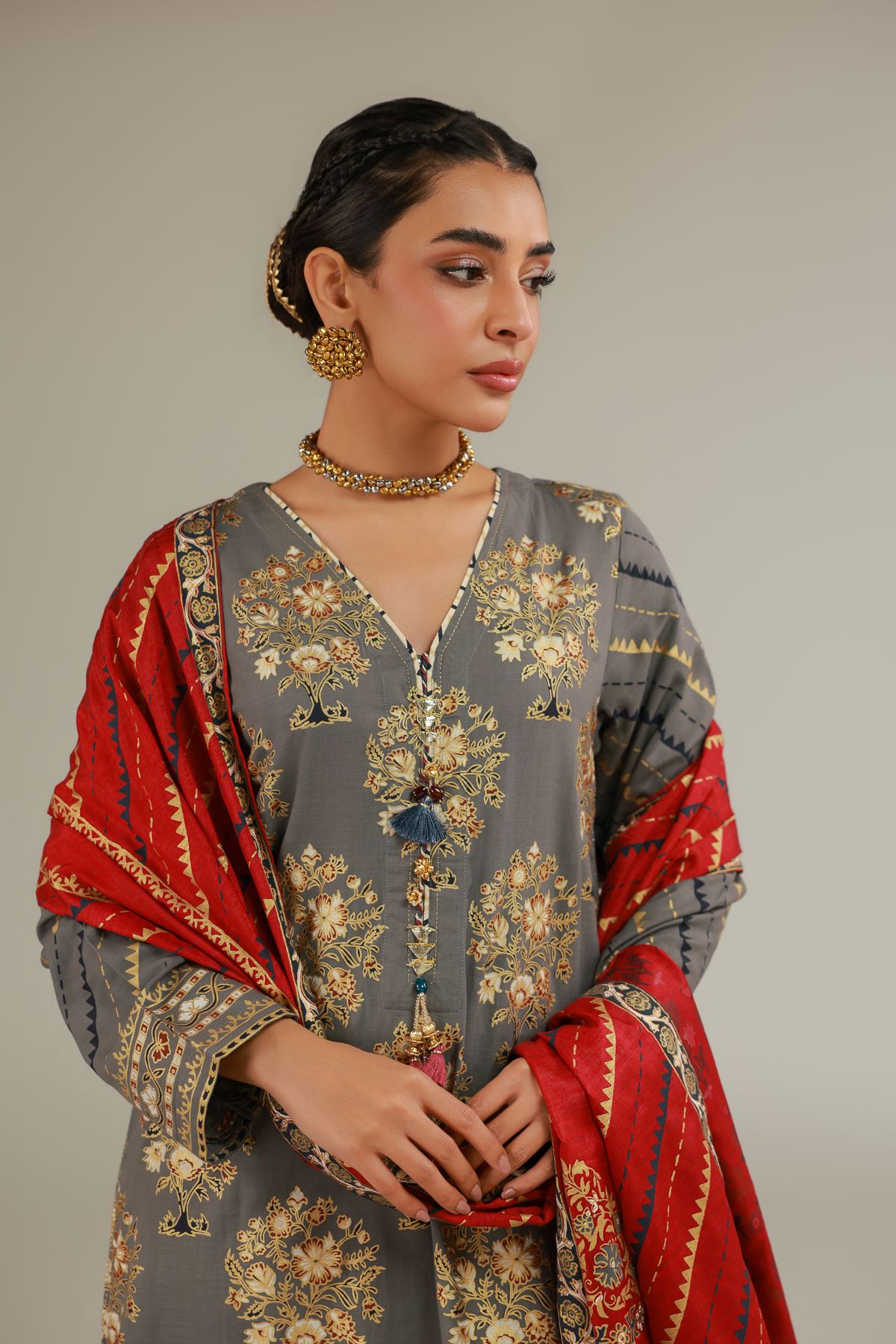 Raw Silk 3 Piece Co-ord Set - 1-26-144-A-A-VG