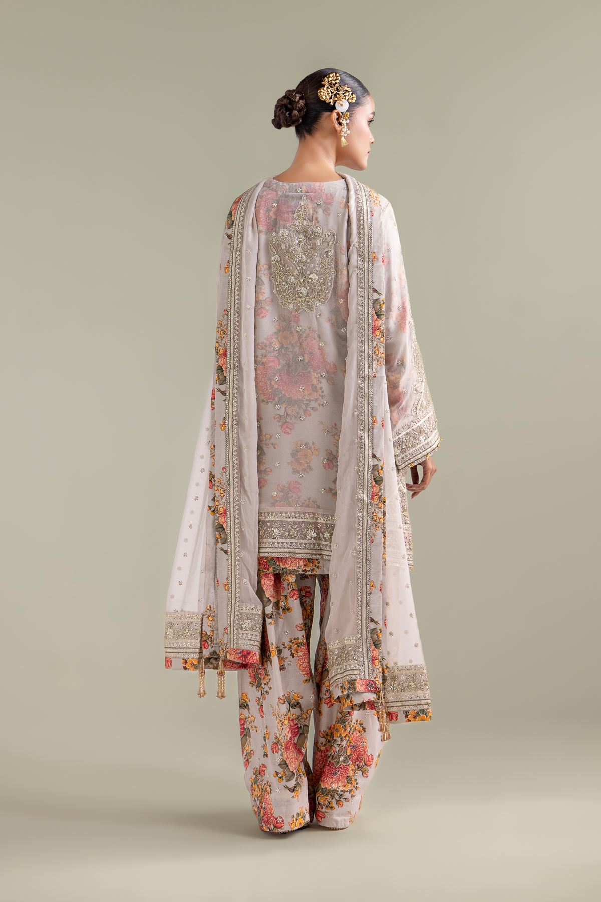 Embroidered Chiffon Floral Zari 3-piece - 5-26-103-F-F-VG
