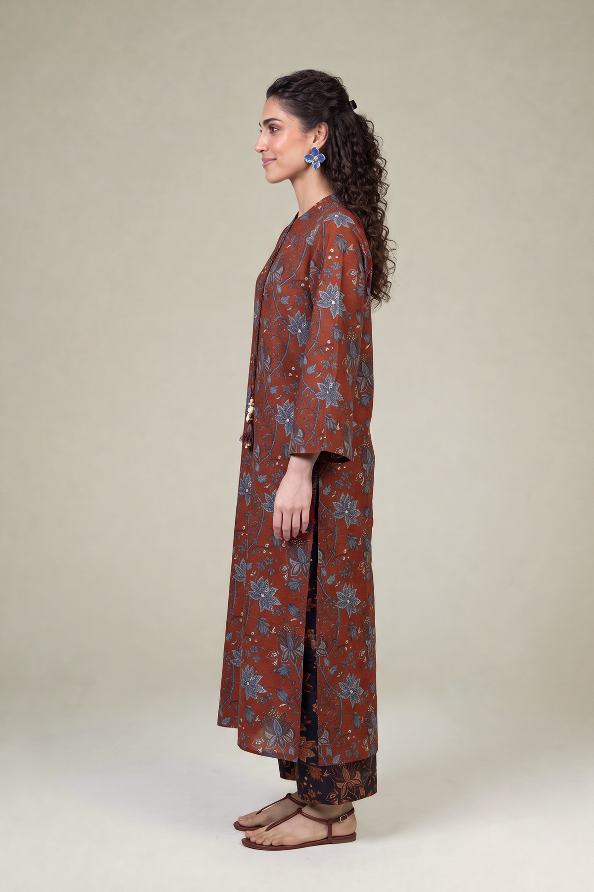 Printed Light Khaddar Long Khaddar Kurta - 1-26-415-A-C2-VG