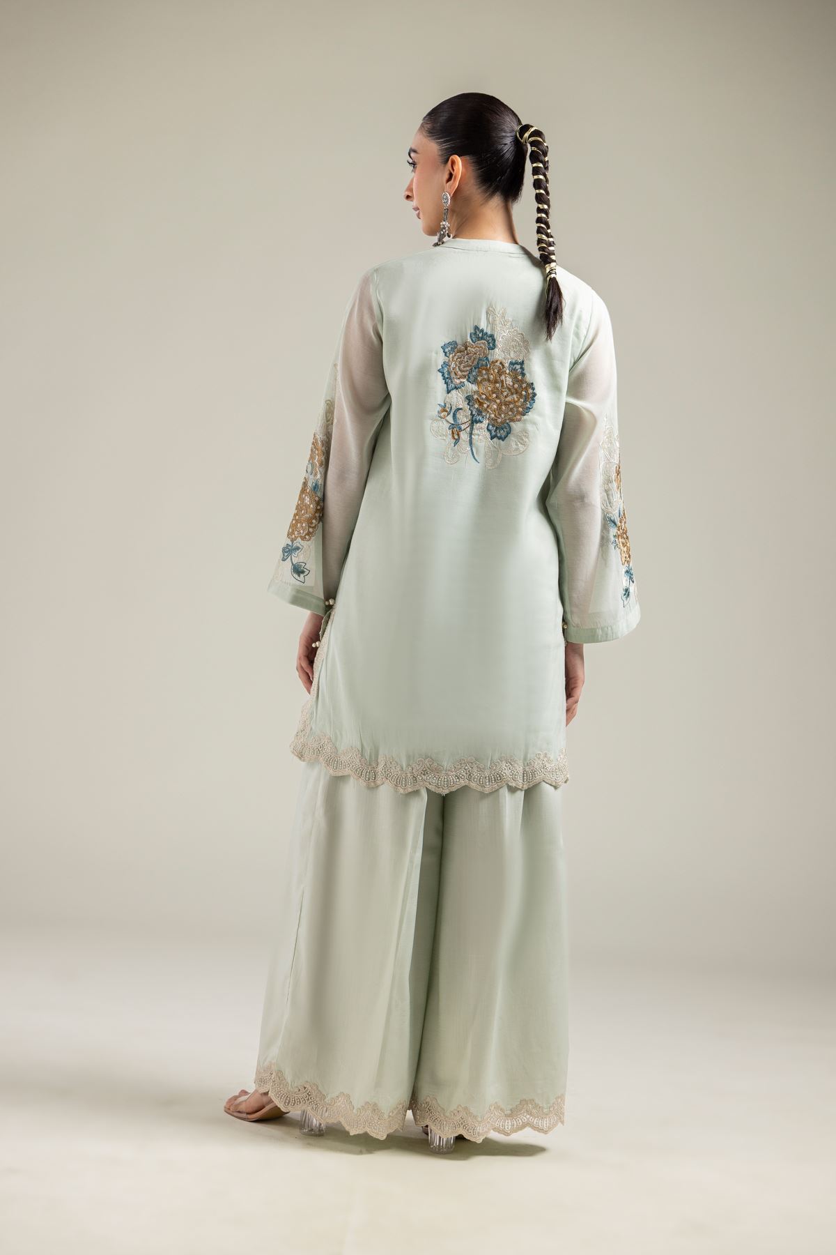 Paper Silk Mint Silk Kurta - 1-26-134-A-F-VG