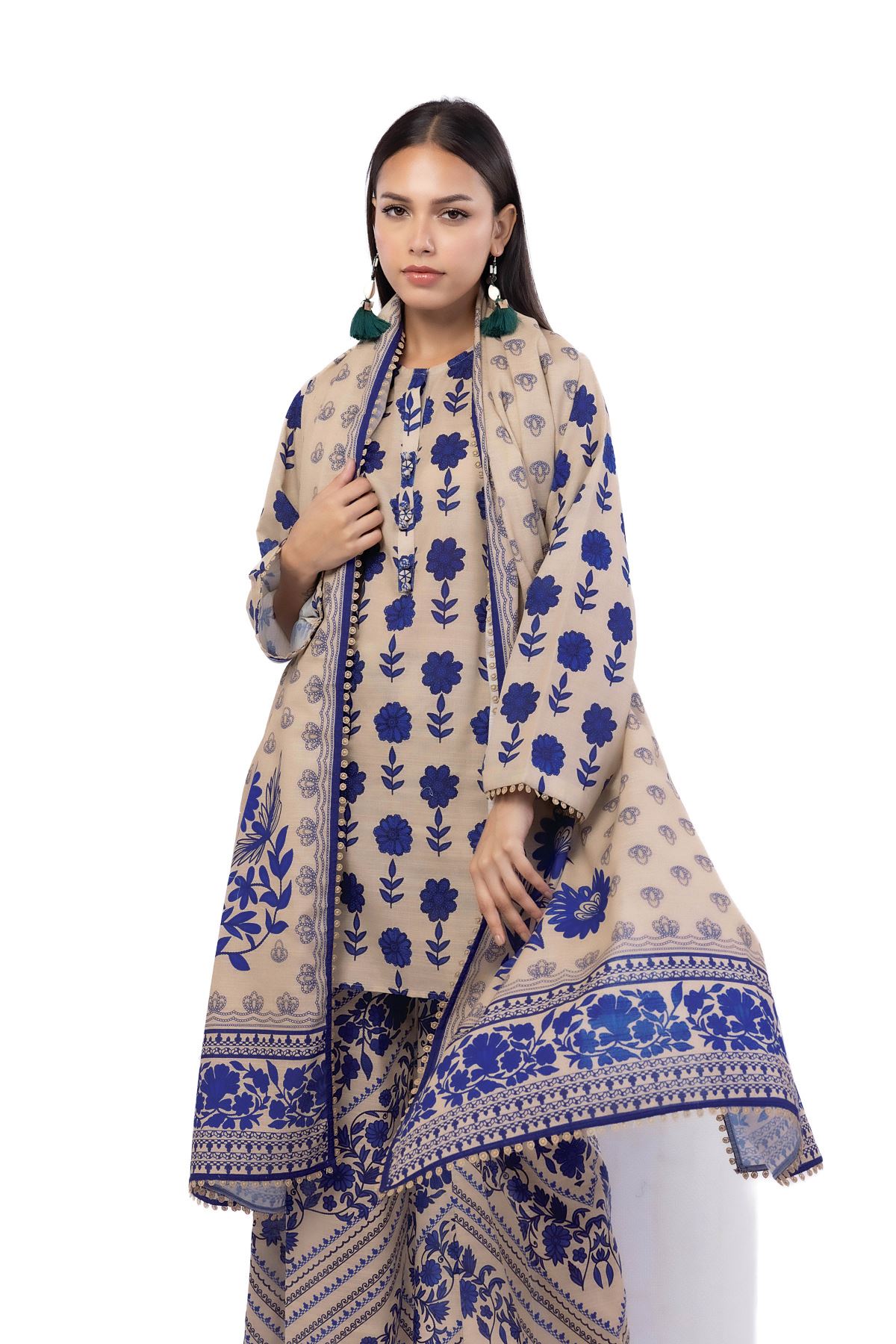 Printed Khaddar Fabrics 3 Piece - KW32B-VG