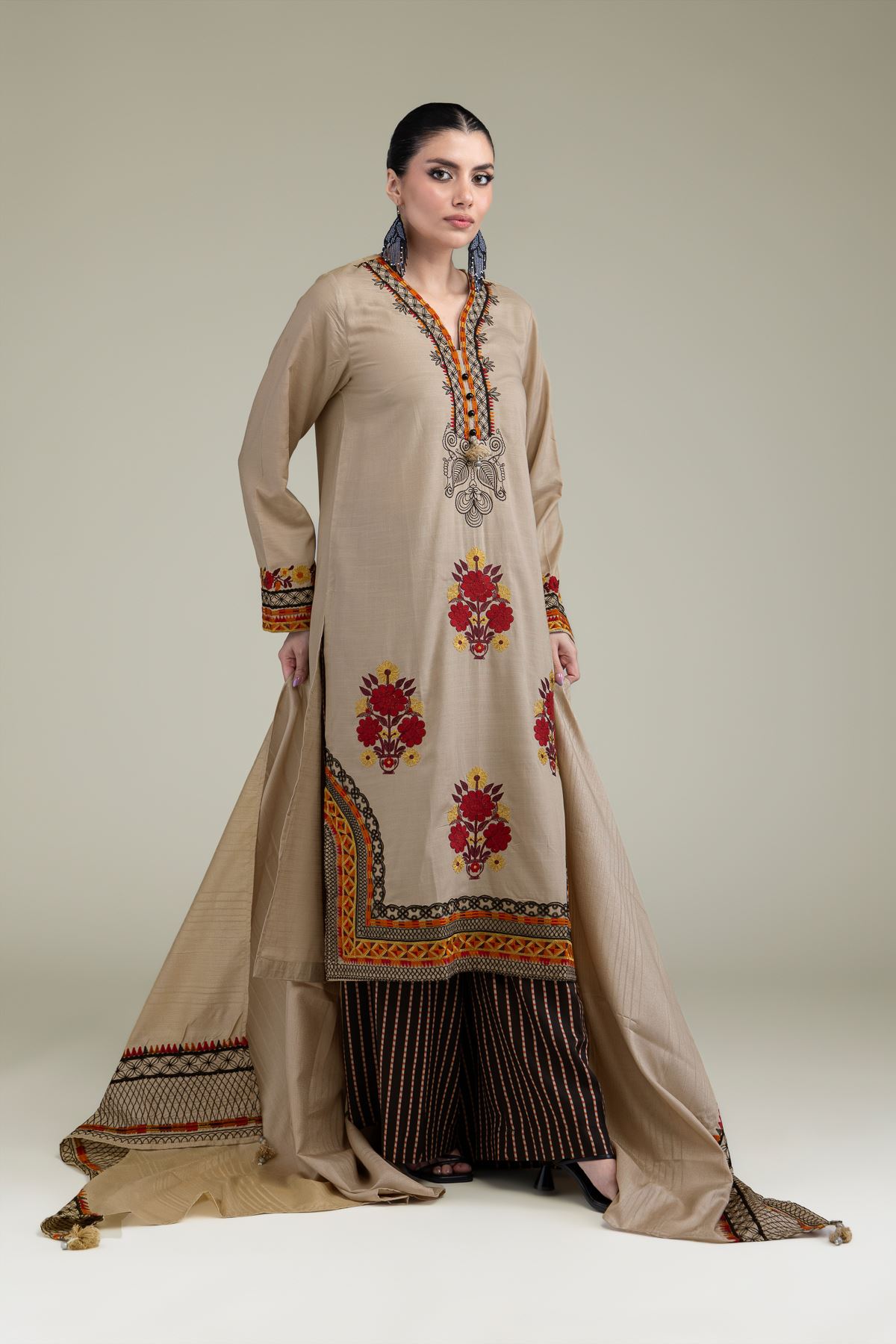 Embroidered Polyester Silk Silk Dupatta - 2-26-204-A-A1-VG