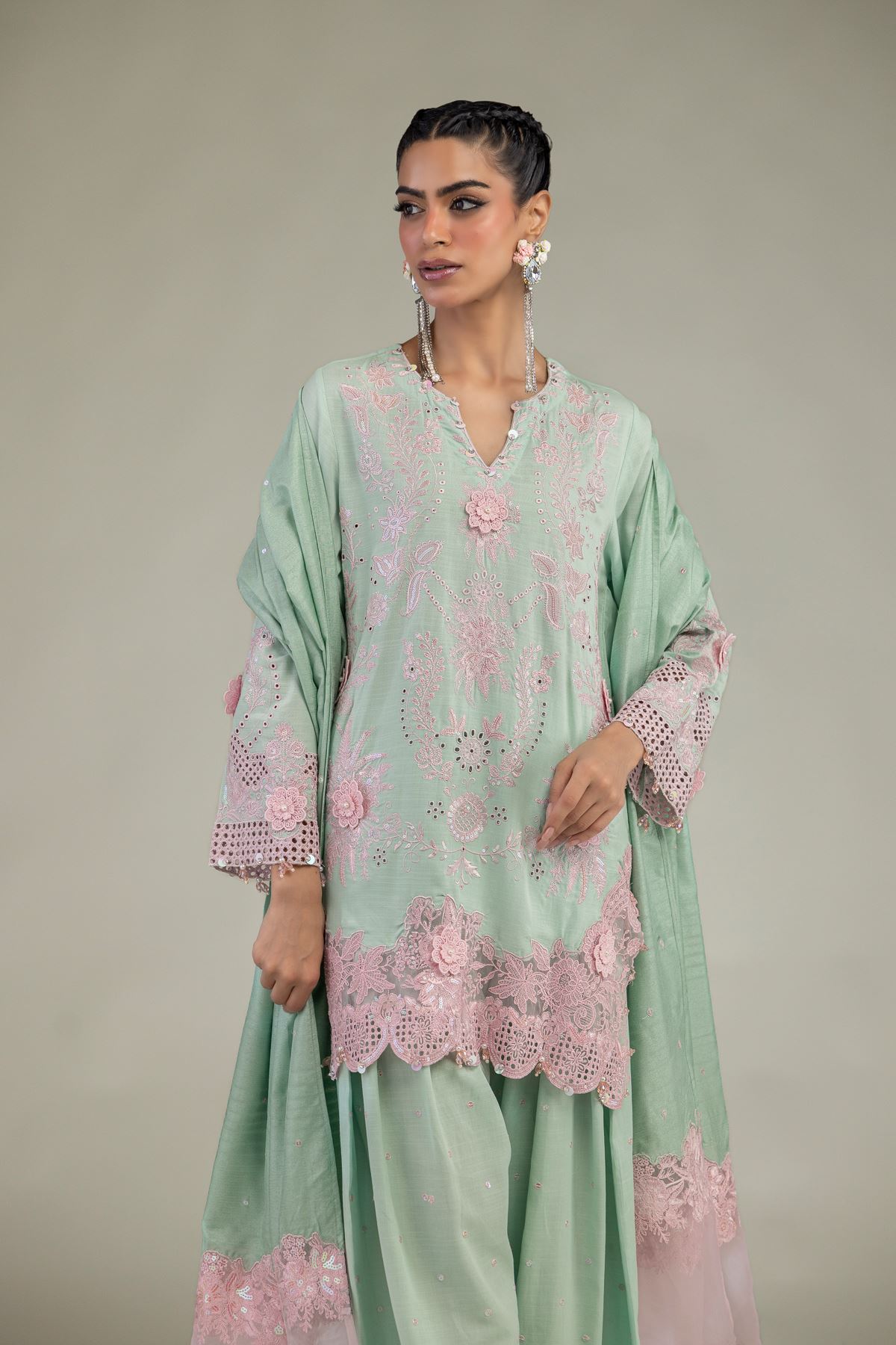 Raw Silk 3-Piece Co-ord Set - 1-26-245-A-I1-VG
