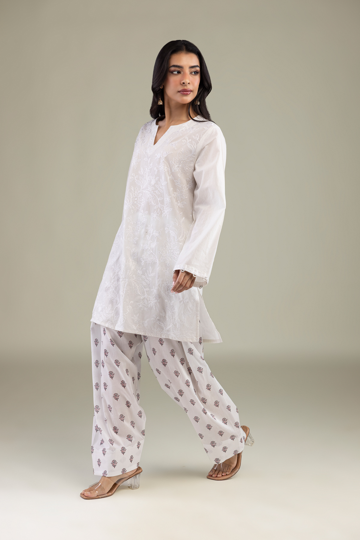 Embroidered Cambric Fabrics 2 Piece | Top and Bottom - A22-26-214FH1-VG