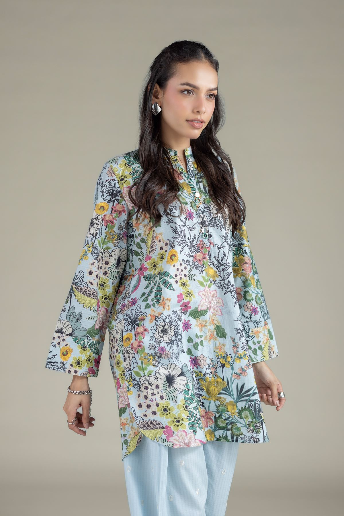 Printed Cotton Dobby Kurta - 25-10-12E12-05TB-VG