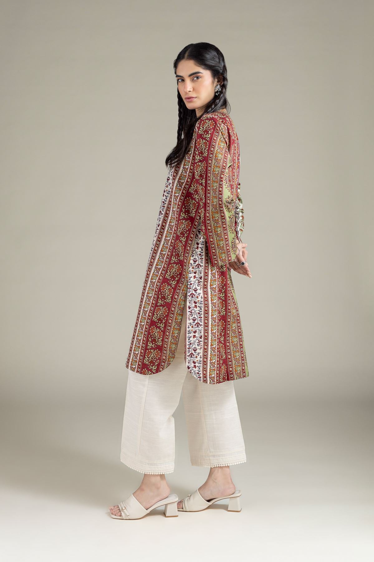 Printed Khaddar Kurta - 25-08-12E8-11TA-VG