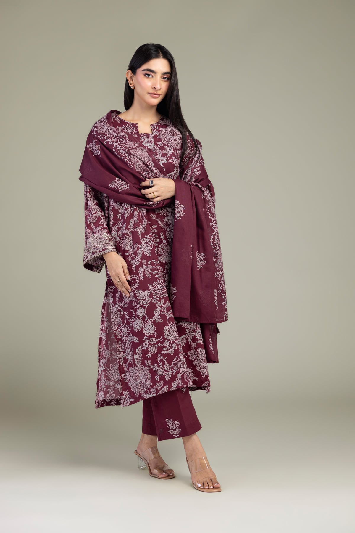 Embroidered Cambric Floral Cambric Kurta - 1-26-309-B-D1-VG