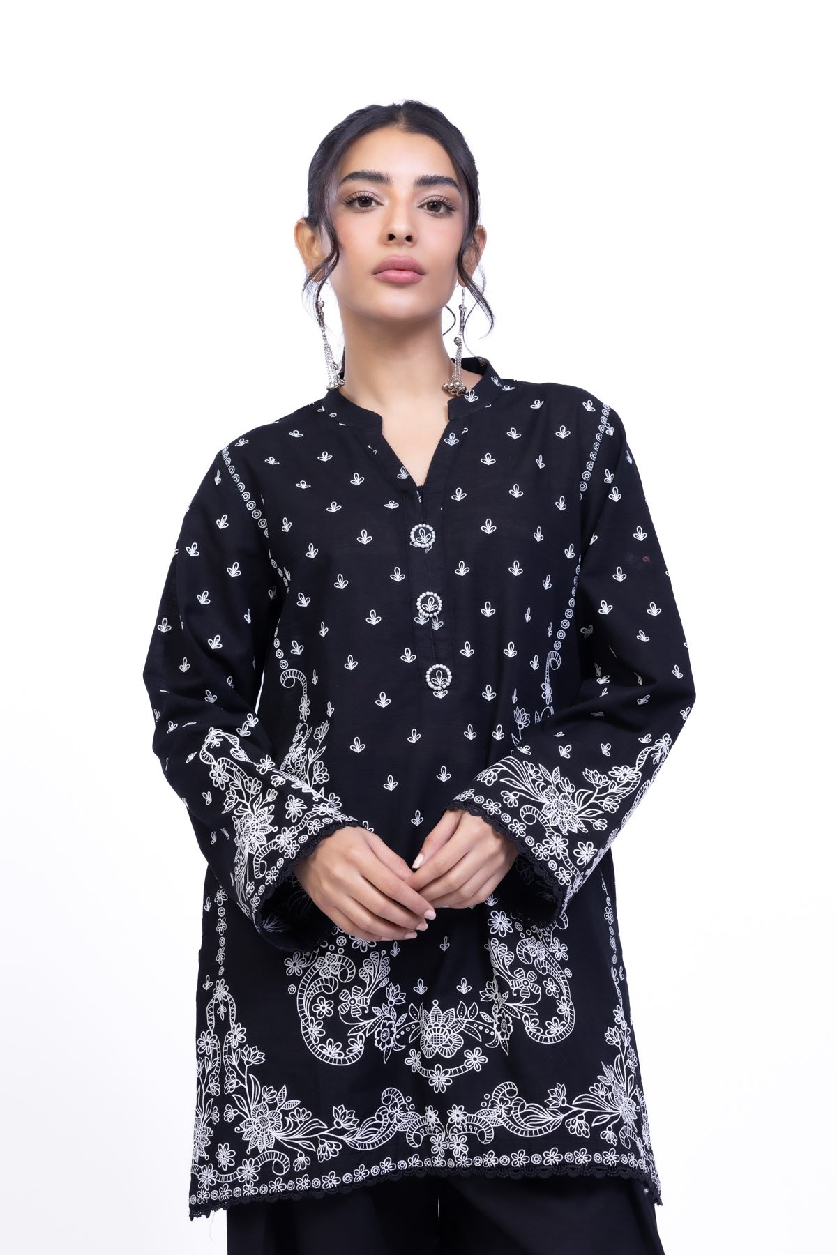 Printed Khaddar Kurta - 25-08-12E8-04TA-VG
