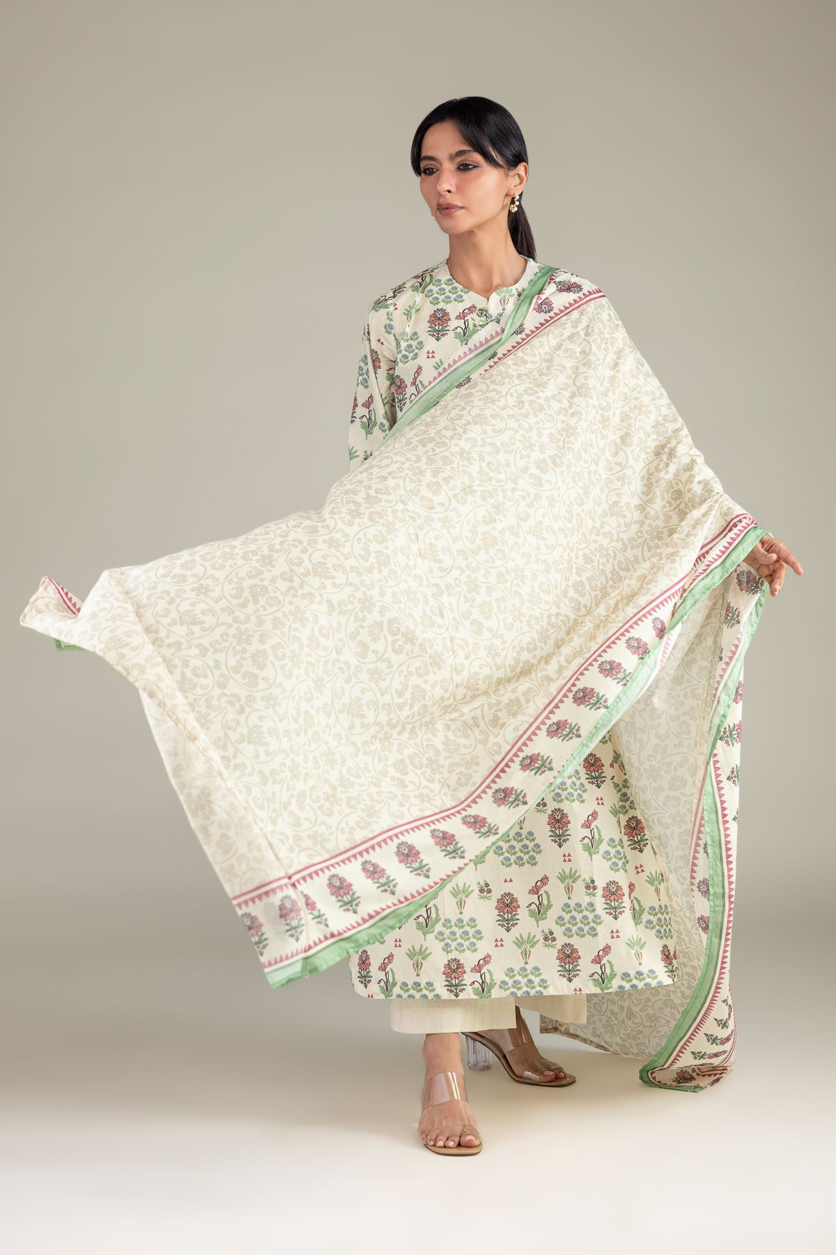 Lawn Lawn Floral Dupatta - 1-26-301-B-I1-VG