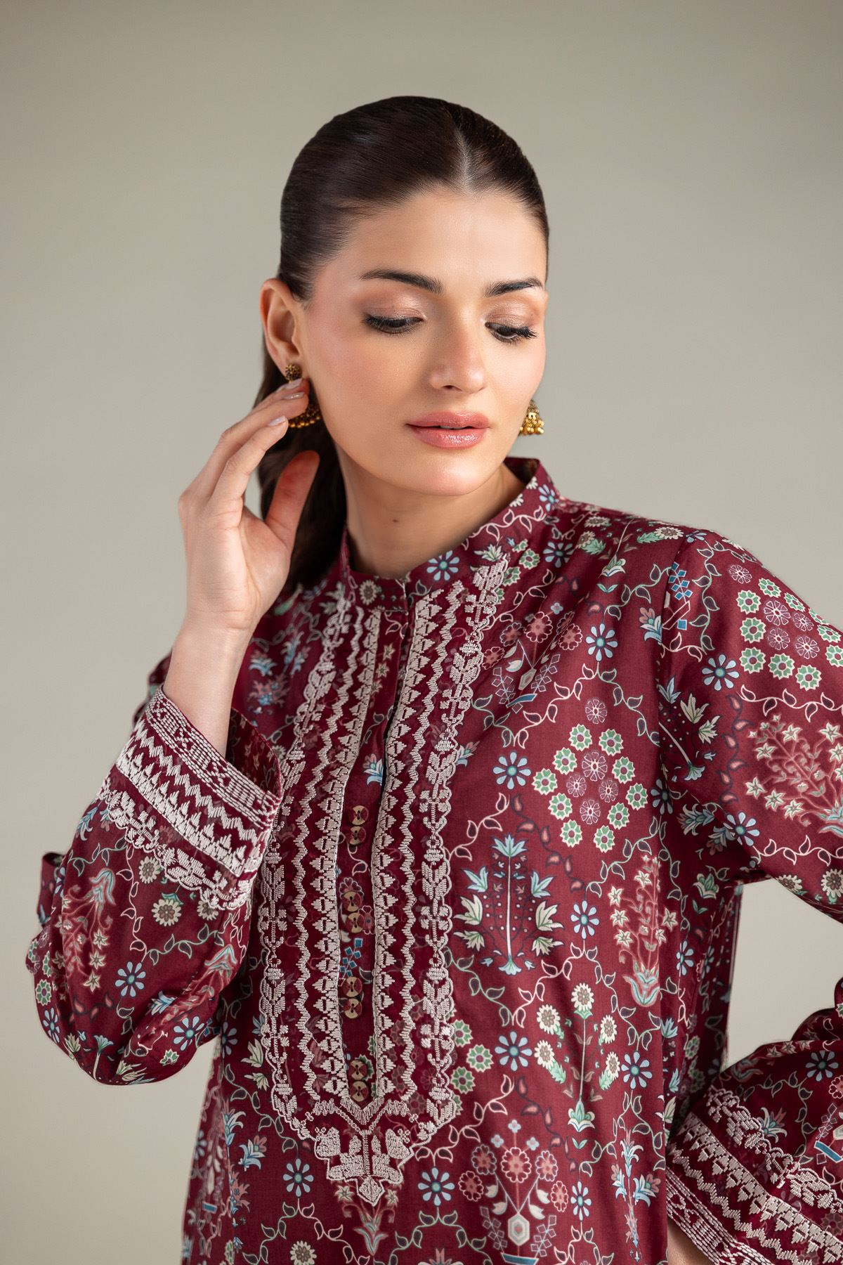 Embroidered Lawn Fabrics 2 Piece | Top and Bottom - A11-26-114FA1-VG