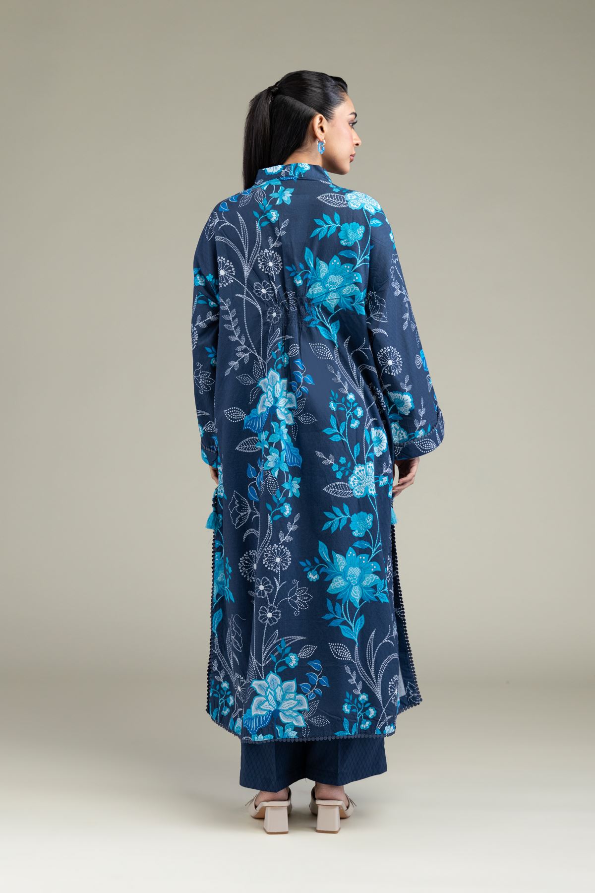 Printed Cotton Dobby Floral Longline Kurta - 1-26-247-A-J1-VG
