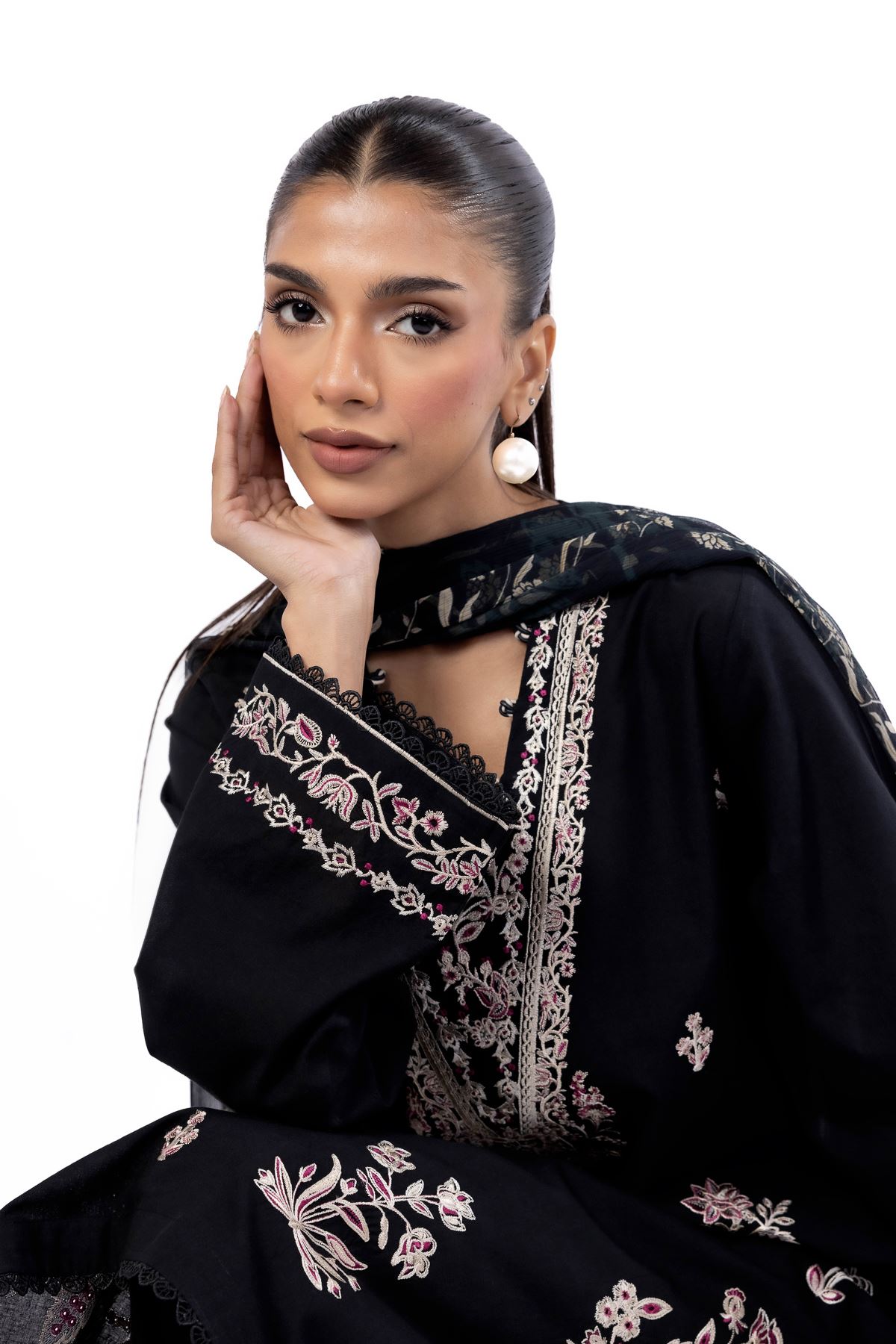 Embroidered Cambric Tailored 3 Piece - 2-26-105-A-E-VG