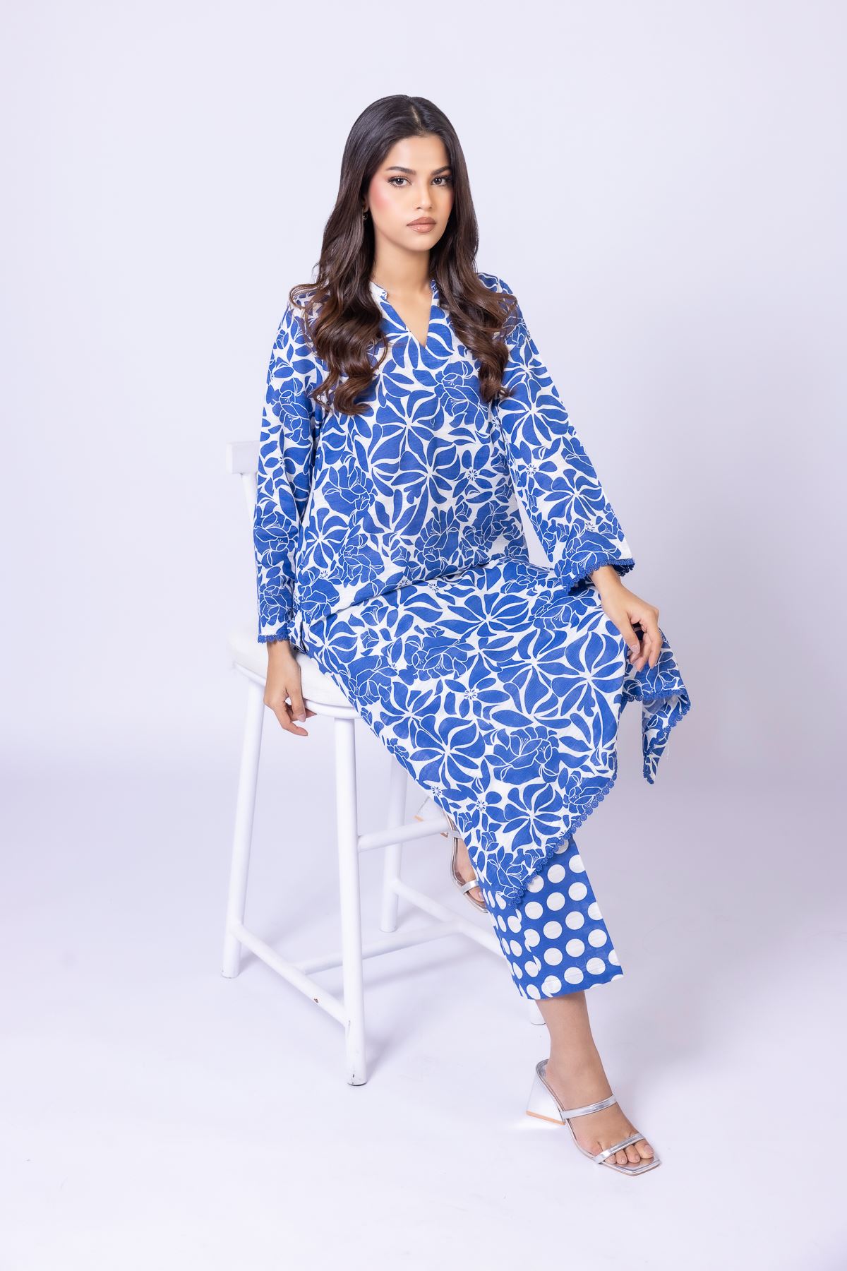 Printed Textured Cotton Kurta - 25-07-7E7-09TA-VG