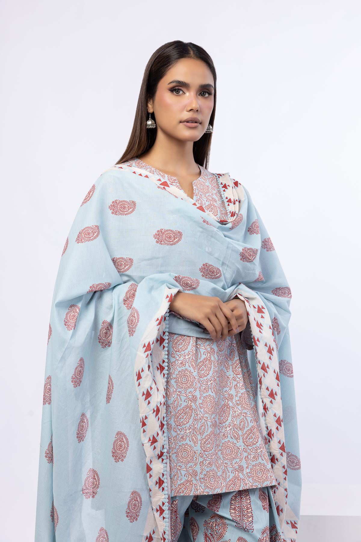 Printed Slub Lawn Dupatta - 25-09-9S2-07BA-VG