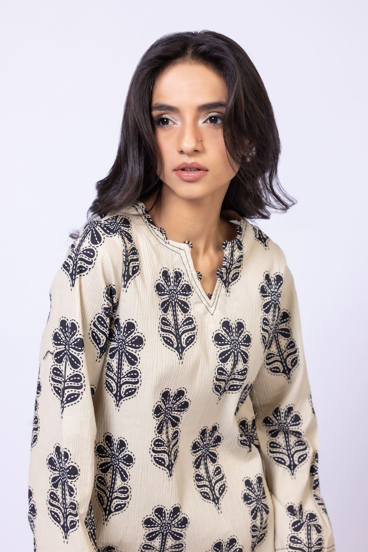 Printed Cotton Crinkle Kurta - 25-08-12E8-04TA-VG