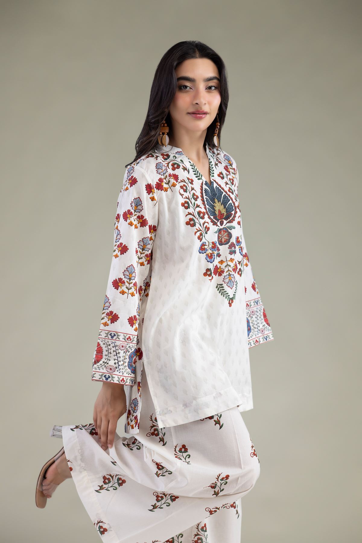 Printed Cambric White Cambric Kurta - 1-26-314-B-A1-VG