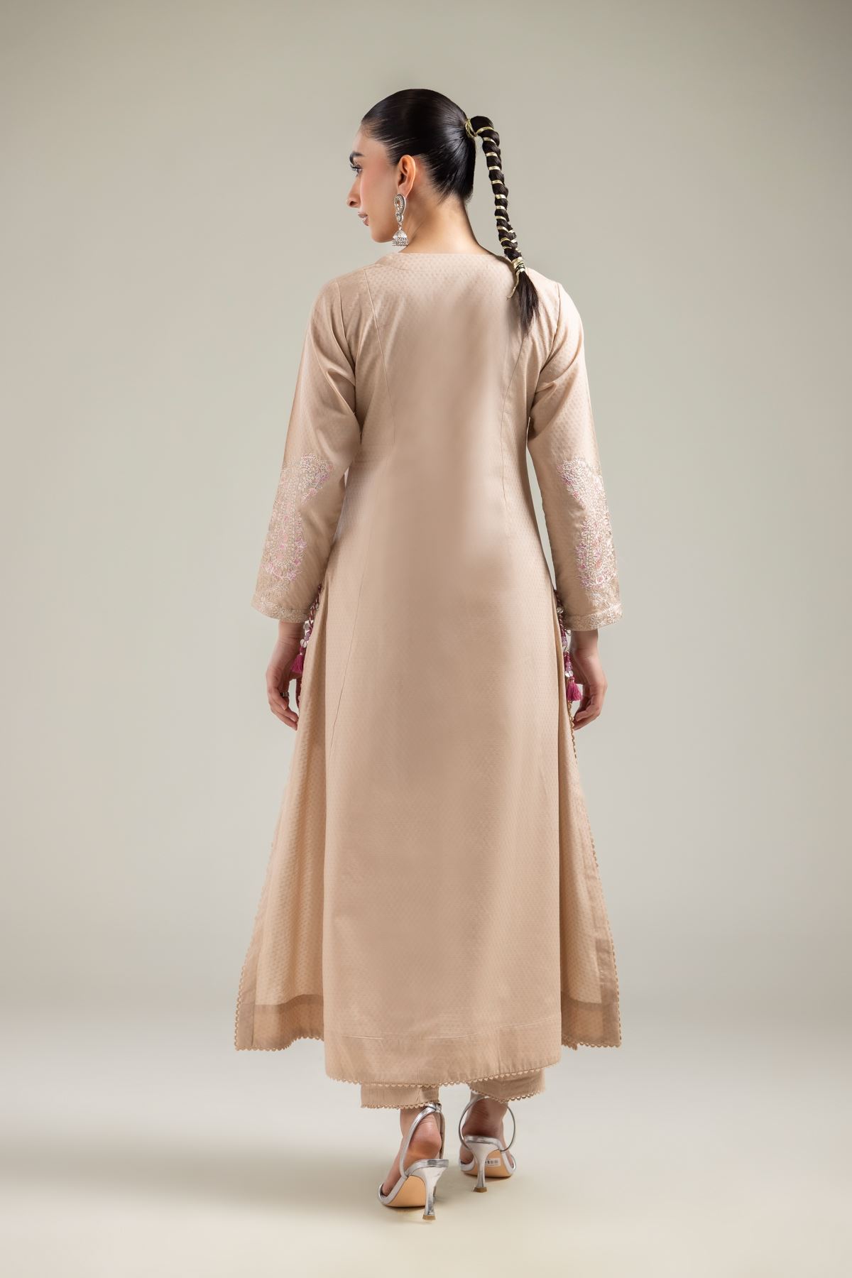 Embroidered Cotton Dobby Beige Embroidered Kurta - 2-26-107-A-F-VG