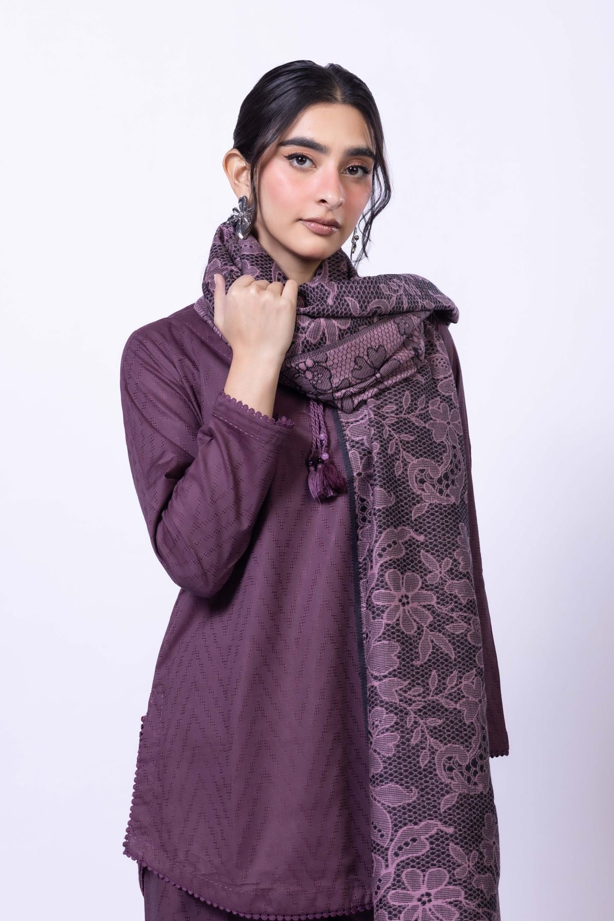 Dyed Acrylic Jacquard Shawl - 25-09-11E11-10TA-VG