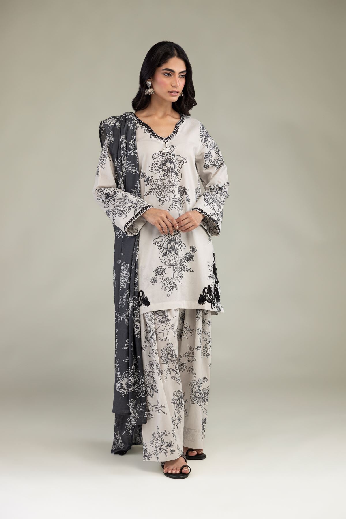 Embroidered Cambric Floral Cambric Shalwar - 1-26-252-B-B2-VG