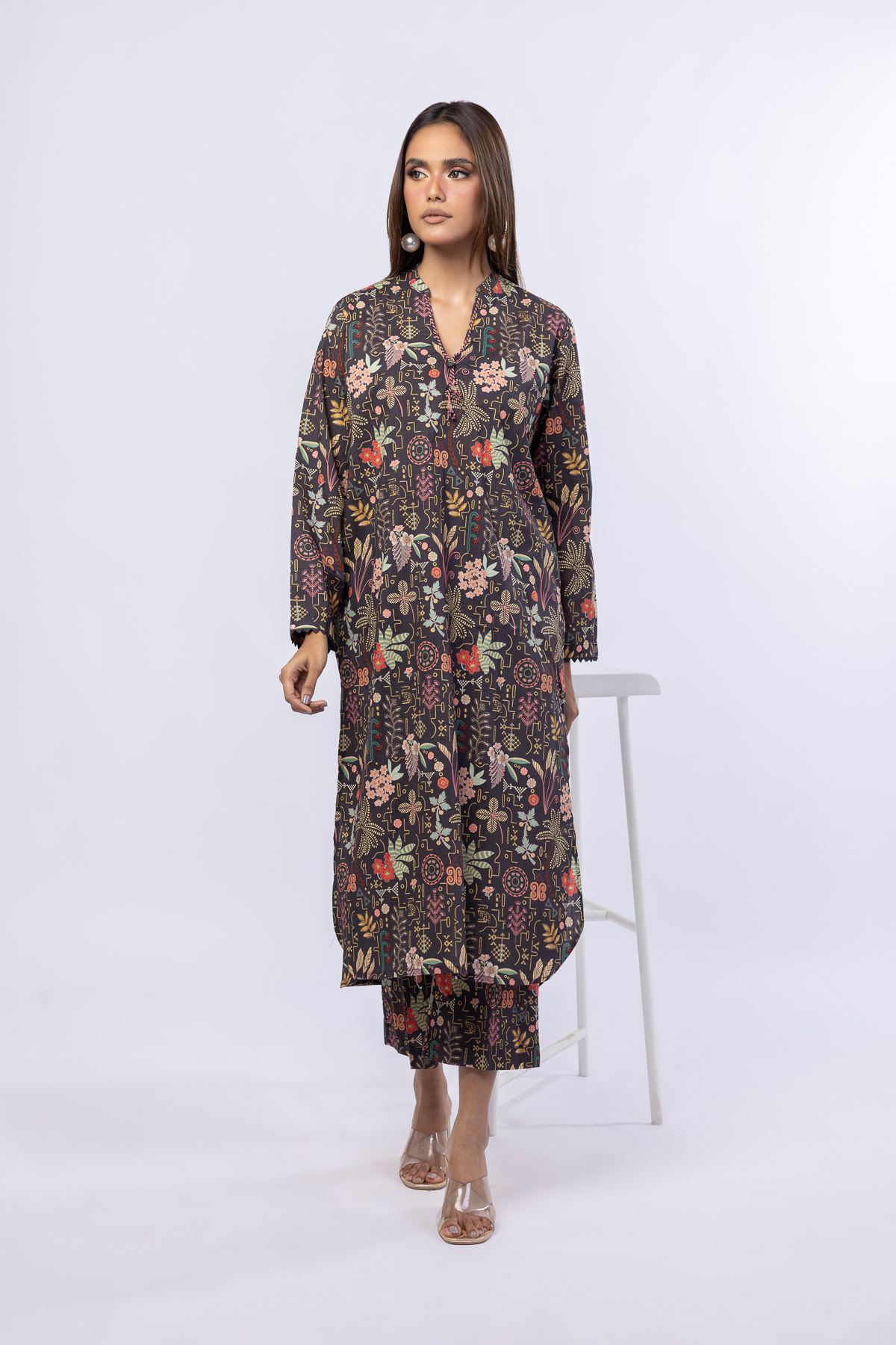 Printed Crosshatch Poplin Pants - 25-07-7E5-08BA-VG