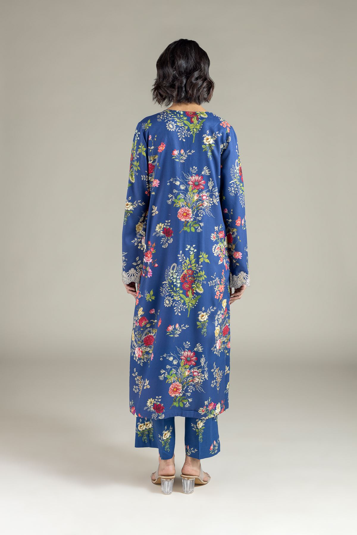 Embroidered Marina Floral Longline Kurta - 25-07-7E9-03TA-VG