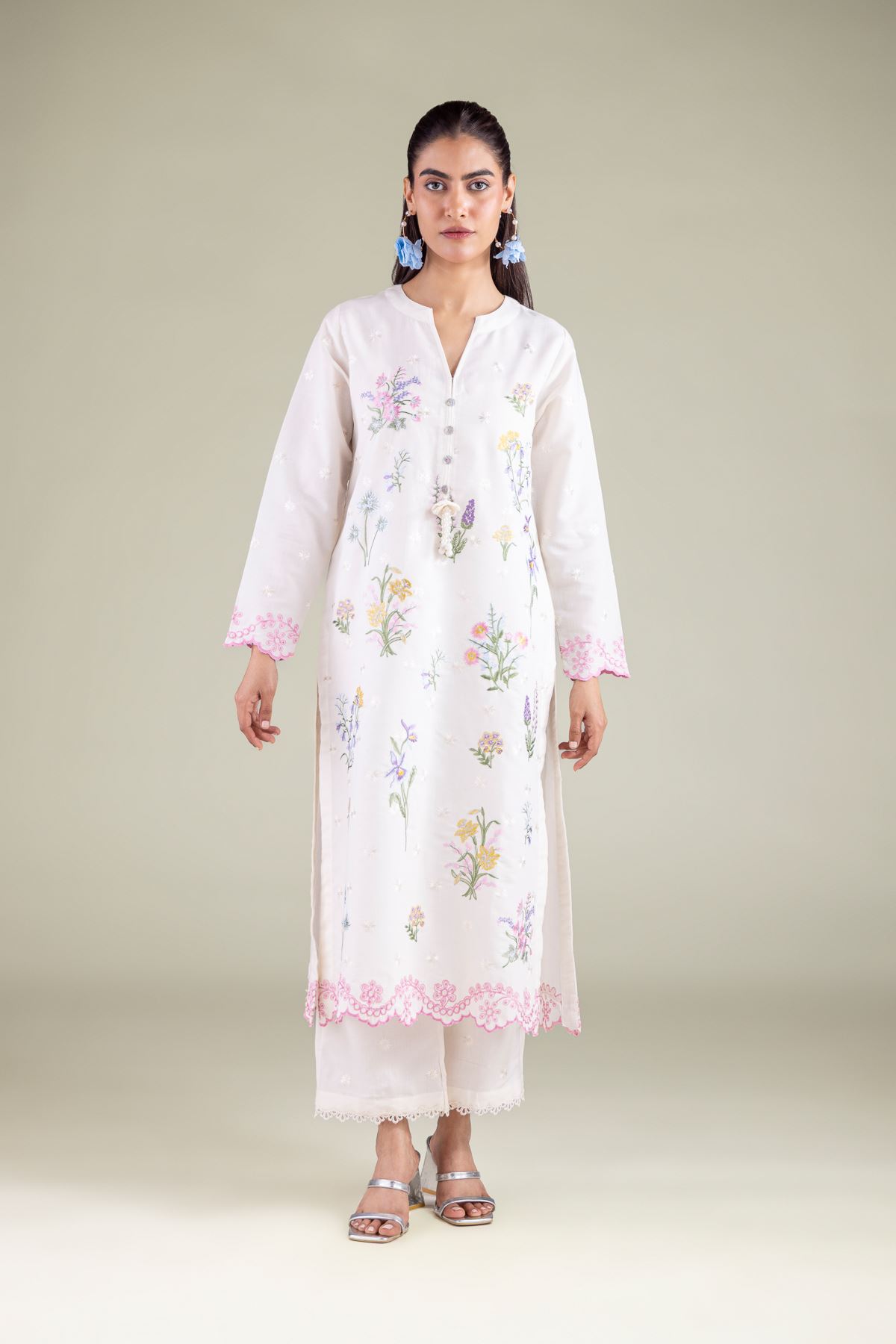 Embroidered Mesuri Floral Embroidered Kurta - 25-00-X2-08TB-VG