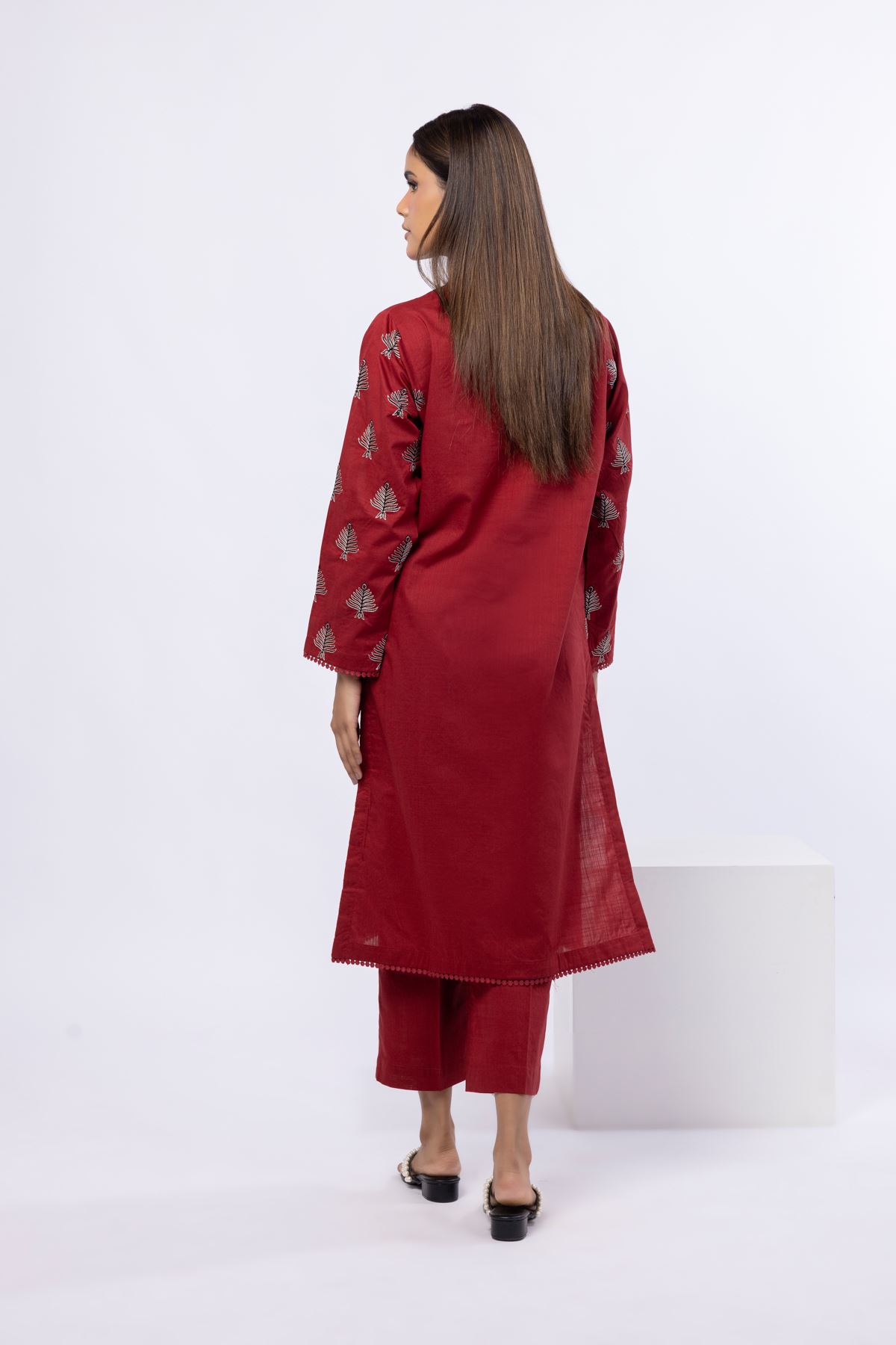 Embroidered Crosshatch Poplin Kurta - 25-07-7E8-11TA-VG