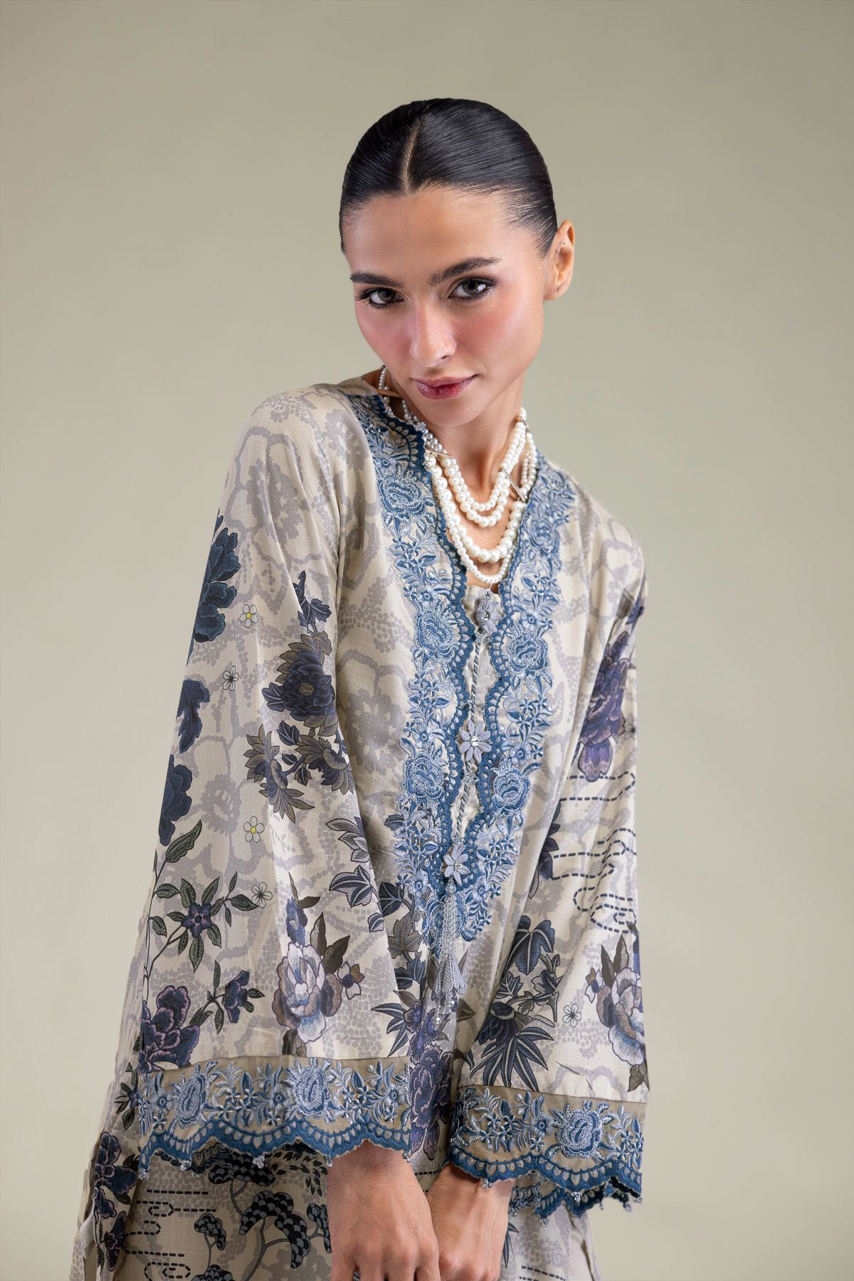 Embroidered Raw Silk Floral Silk Kurta - 2-26-202-A-B-VG