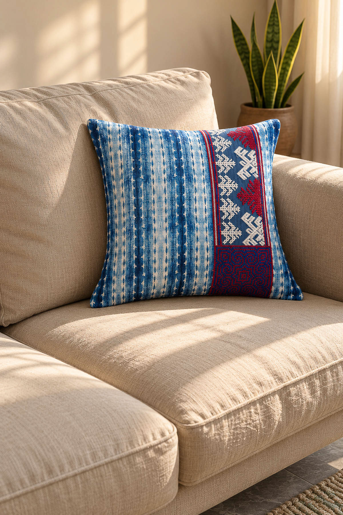 Print Embroidered Polyester Jute 16x16in Cushion Cover - 2-26-202-A-D-VG