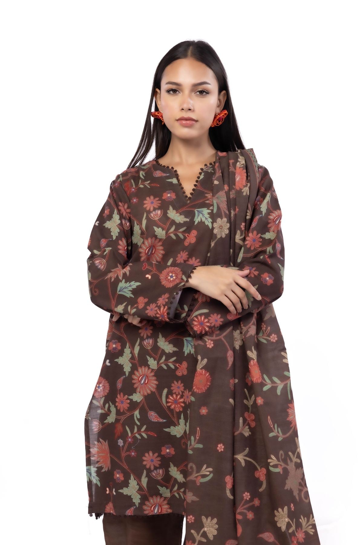 Printed Khaddar Fabrics 3 Piece - KRN13A-VG