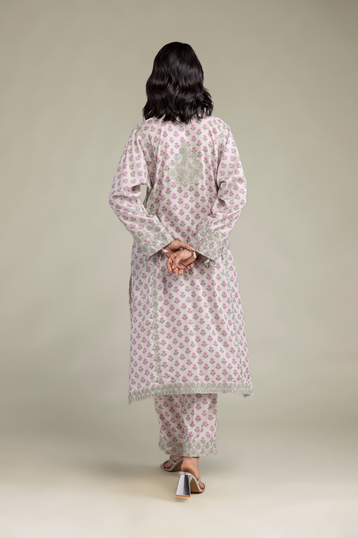 Embroidered Raw Silk Floral Silk Kurta - 1-26-102-A-F-VG