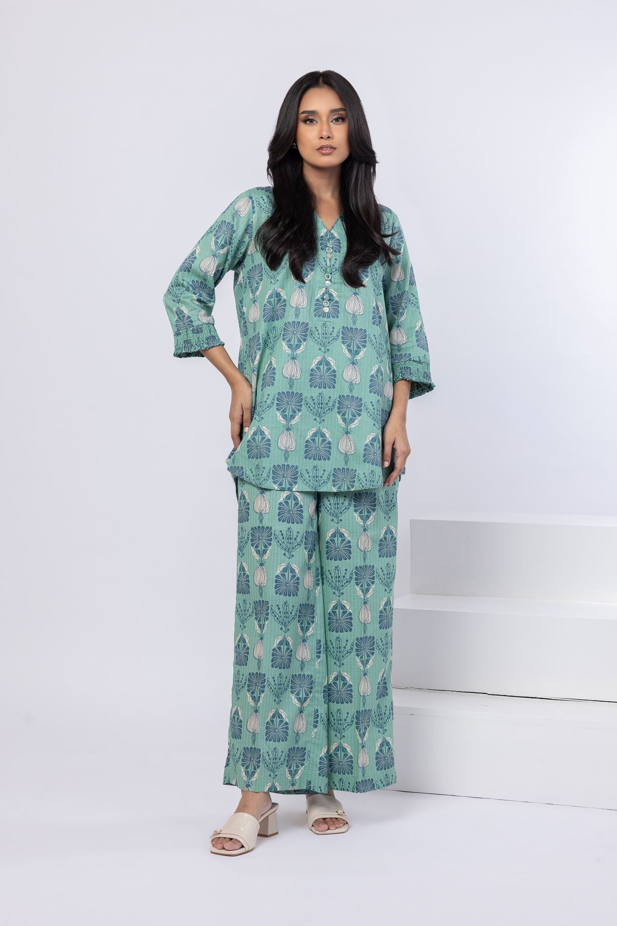 Printed Cotton Dobby Pants - 25-04E48-07TA-VG